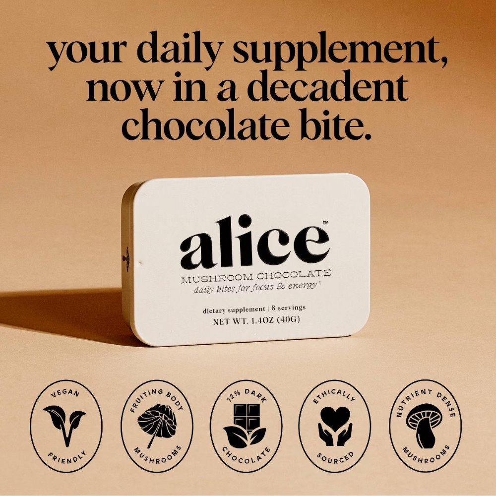 Alice Mushrooms Brainstorm Mushroom Dietary Supplement Chocolates – 8ct