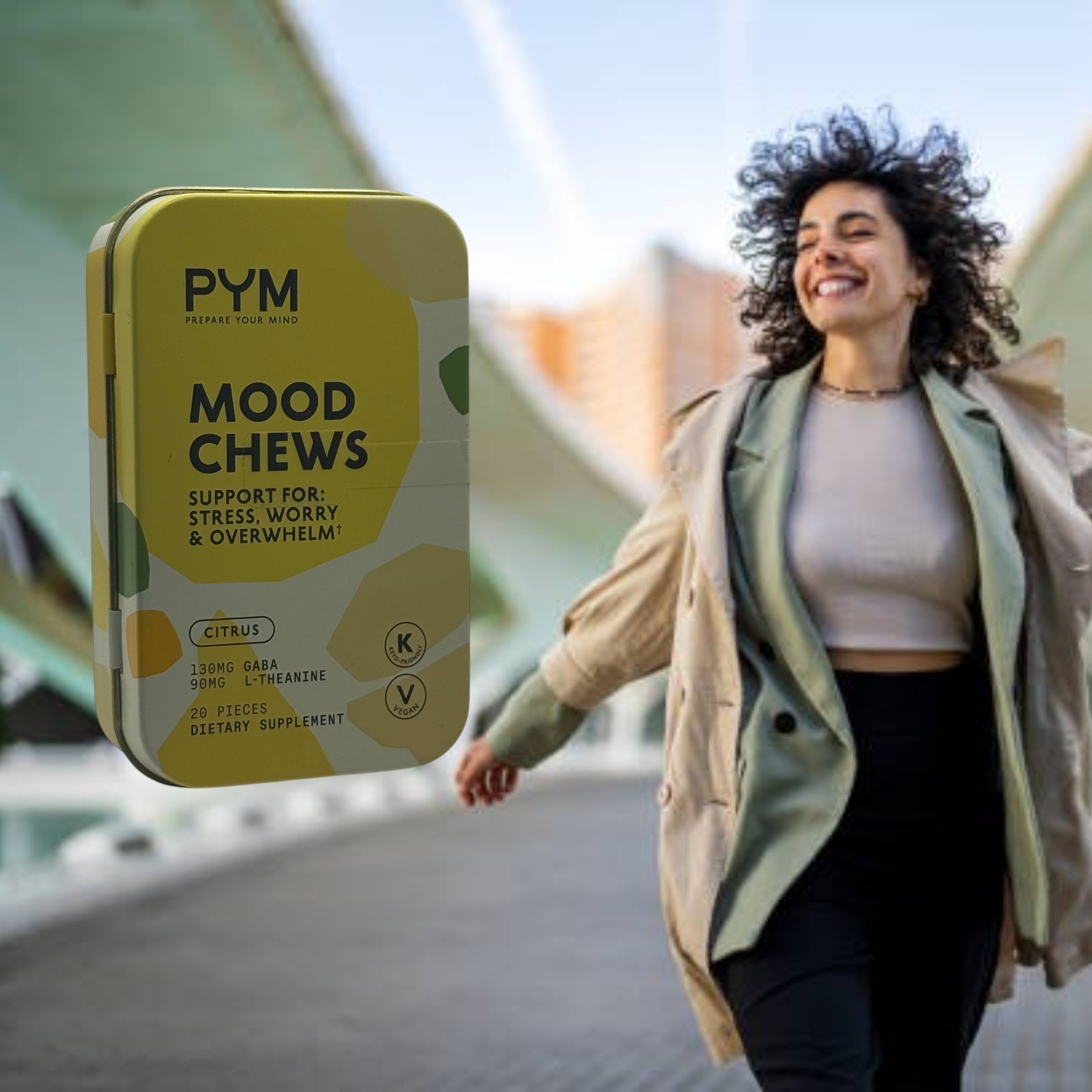 PYM Citrus Mood Chews Support for Stress, Worry Overwhelm, 20 Count | 130mg …