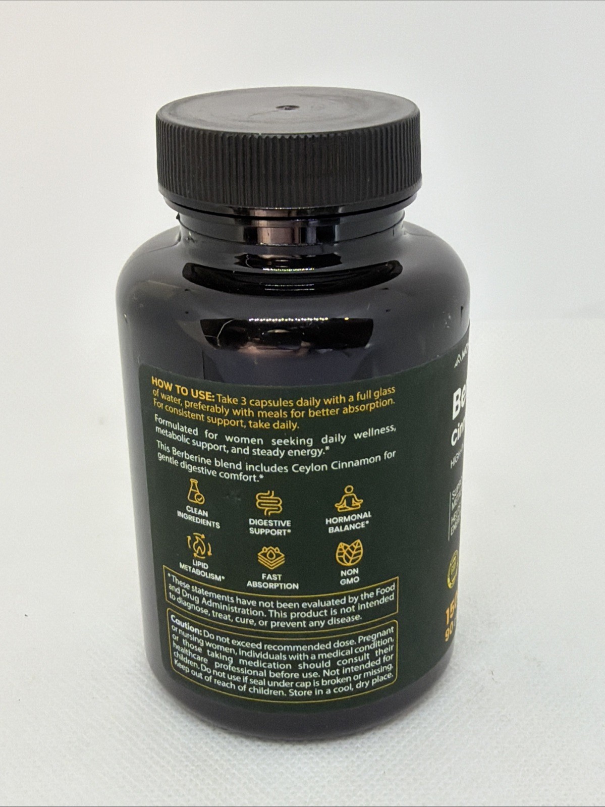 Berberine HCI 1500mg with Cinnamon Chromium Vegan Non-GMO Supplement 90 Capsules