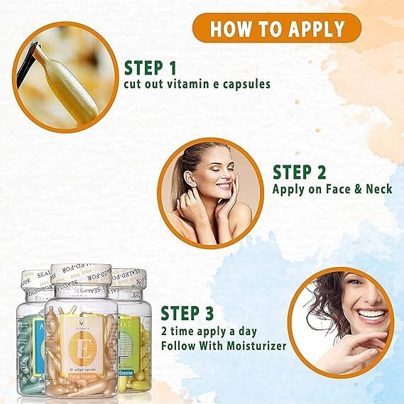 (pack of 2) Vitamin E Aloe Vera soft gel cap for Anti-aging Glowing Face