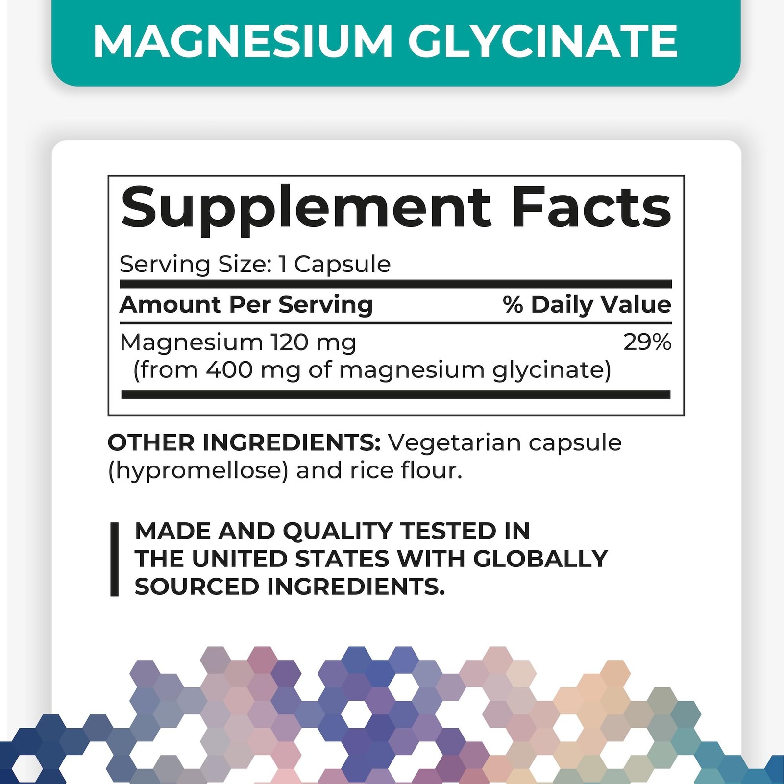 Magnesium Glycinate 400mg – 120 Veggie Capsules Chelated for Superior Absorption