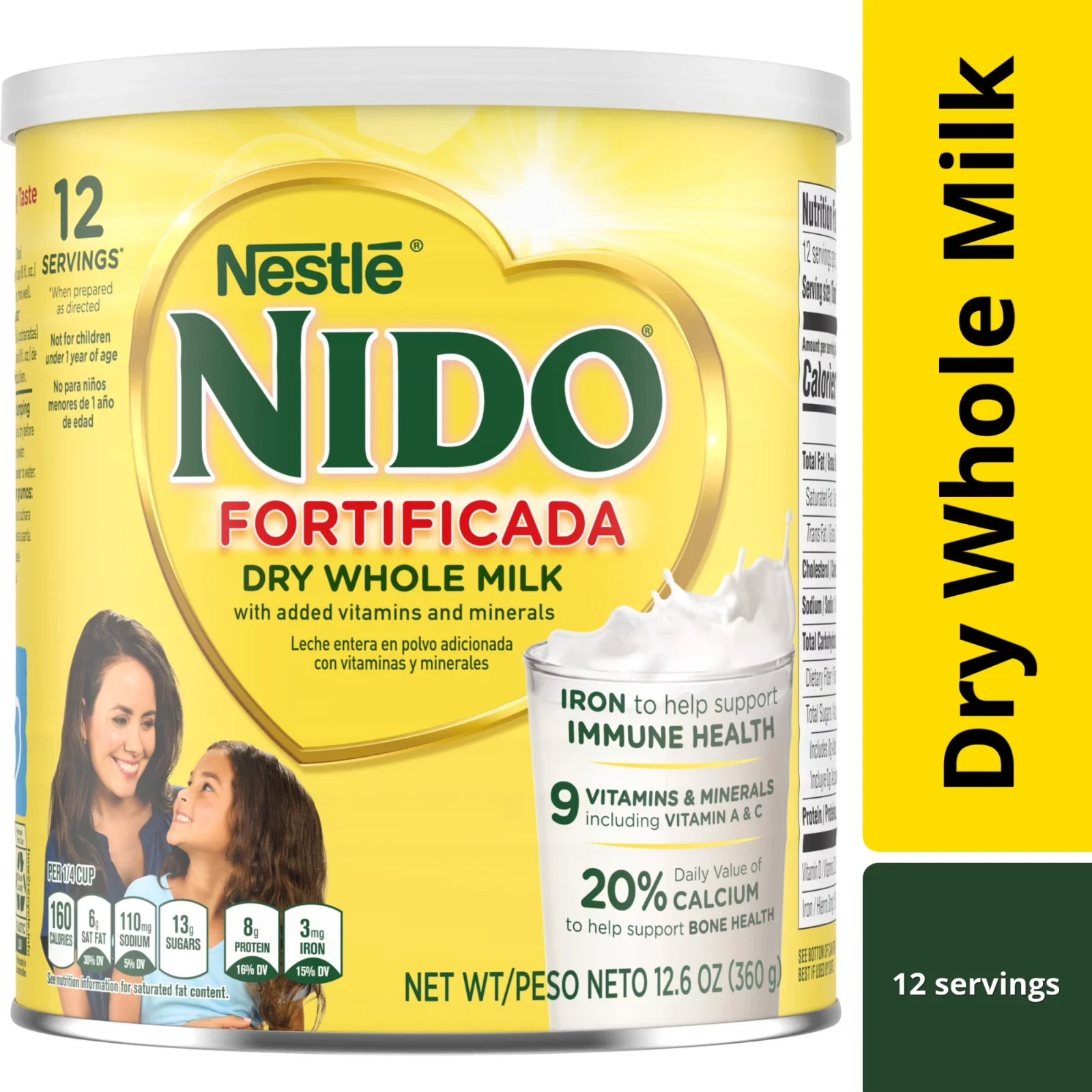 NIDO Fortificada Dry Whole Milk Powder with Vitamins A, C, D, Iron & Calcium,…