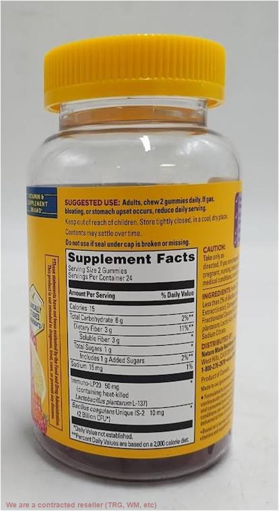Nature Made Triple-Action Biotics Gummies Raspberry Lemon – 48ct EXP 06/2027