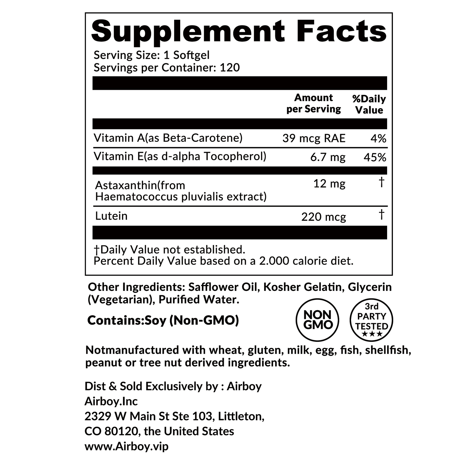 120pcs Astaxanthin – Eye, Joint, Heart and Cardiovascular Health, Lutein