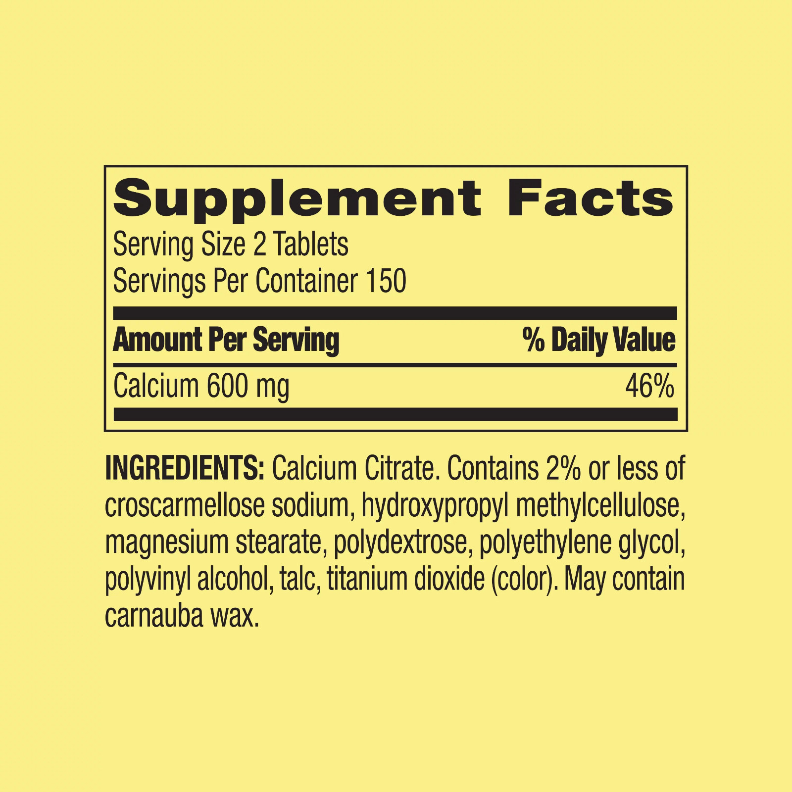 Spring Valley Calcium Citrate Tablets Dietary Supplement 600 Mg 300 Count