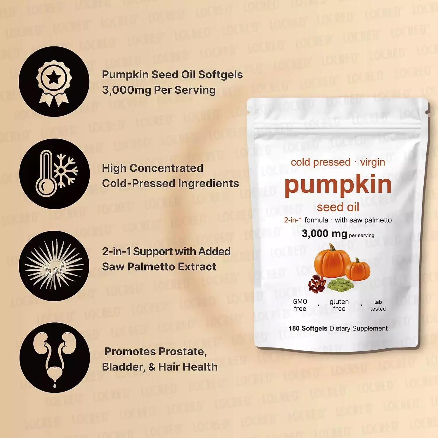Pumpkin Seed Oil 3000mg + Saw Palmetto 300 mg | Prostate Support |180 Softgels