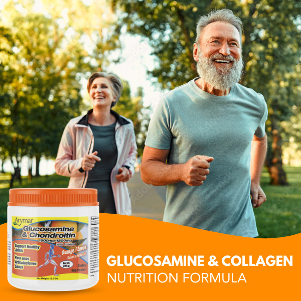Arymar Glucosamine & Chondroitin Powder 1500mg-1200mg Orange Flavor 10.58 Oz