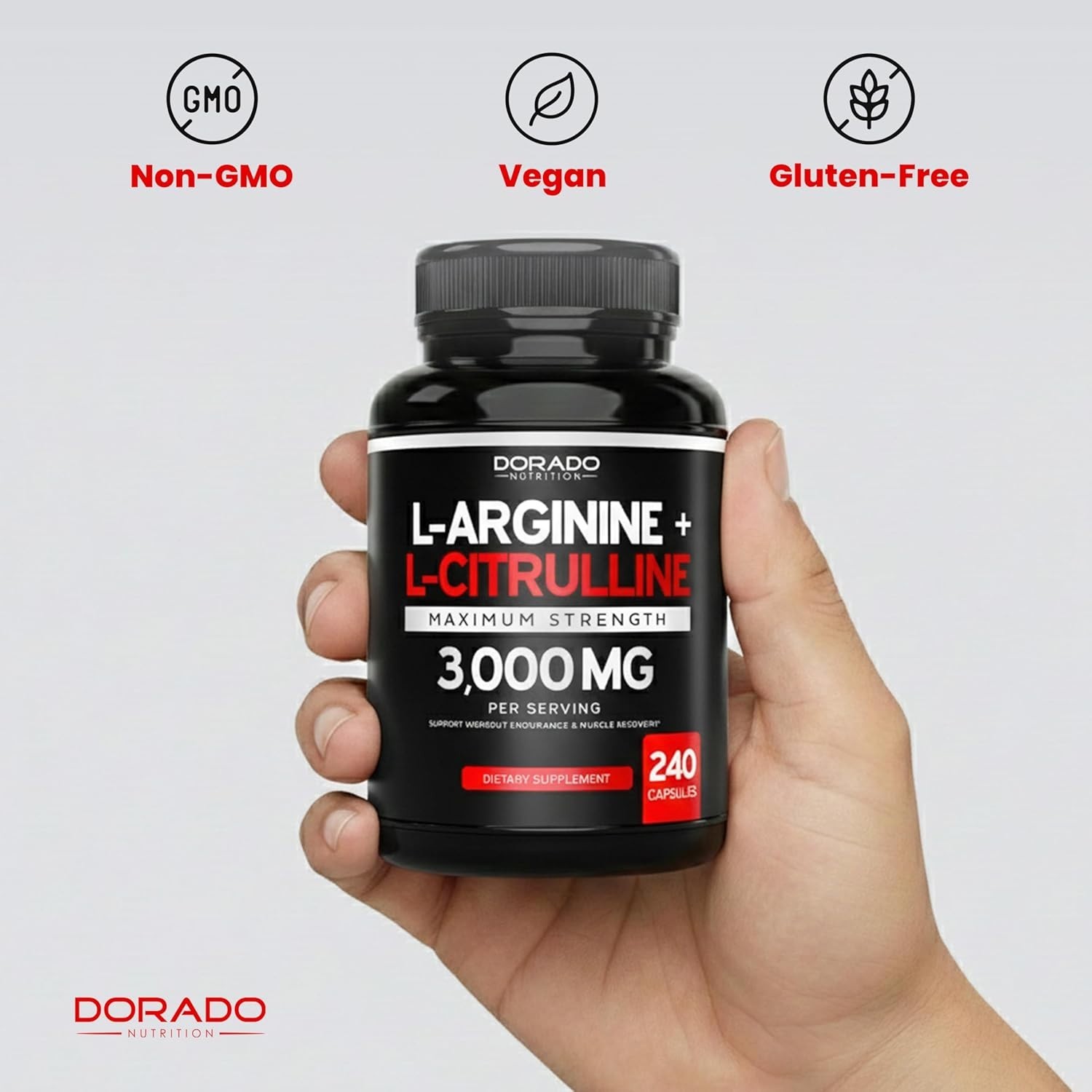 L-Citrulline 3000mg GMP Certified & Non-GMO Free Form Amino 240 Capsules