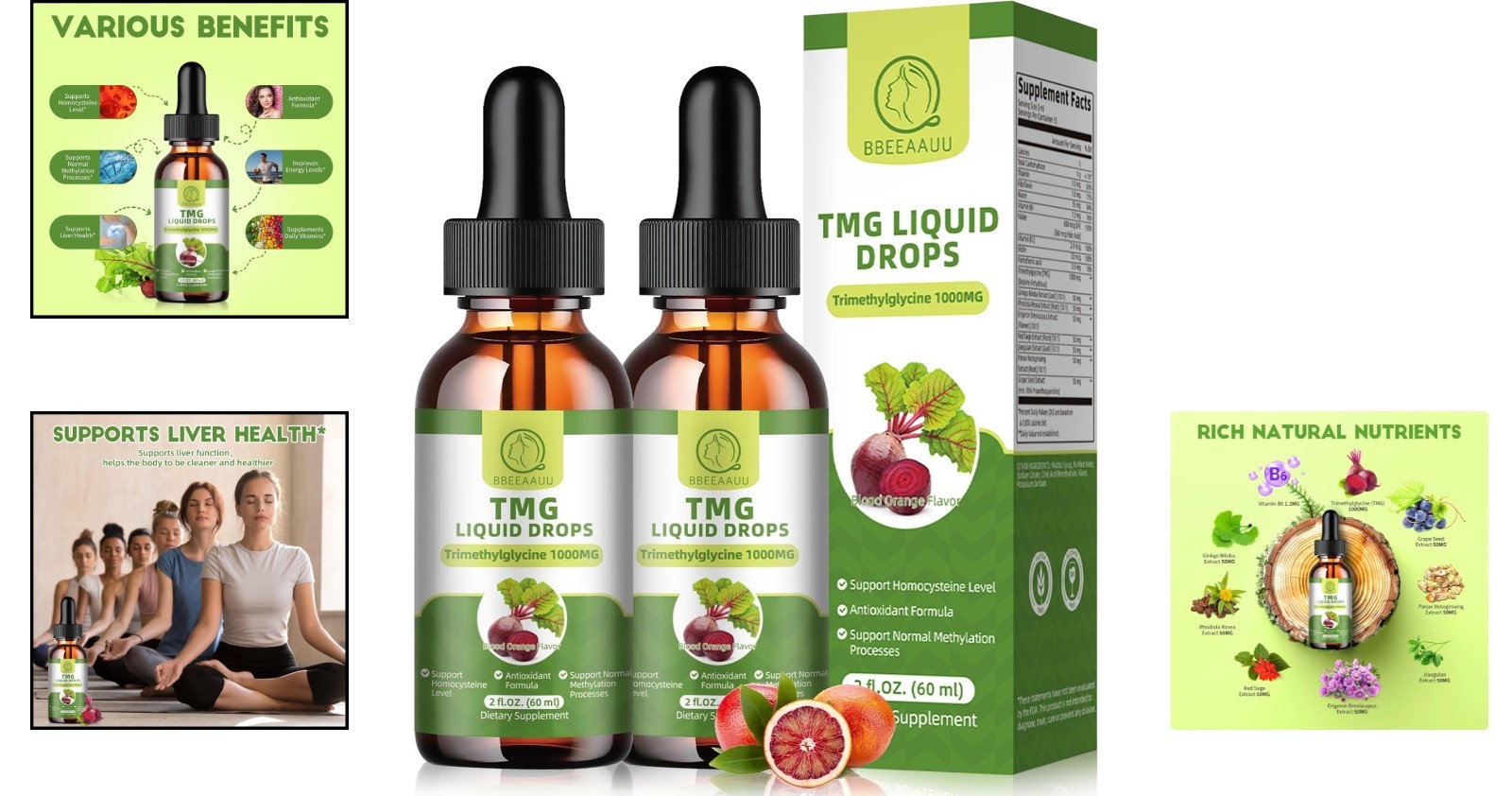 1000MG TMG Liquid Drops – Fast Absorbing Blood Orange Flavor for Daily Wellness