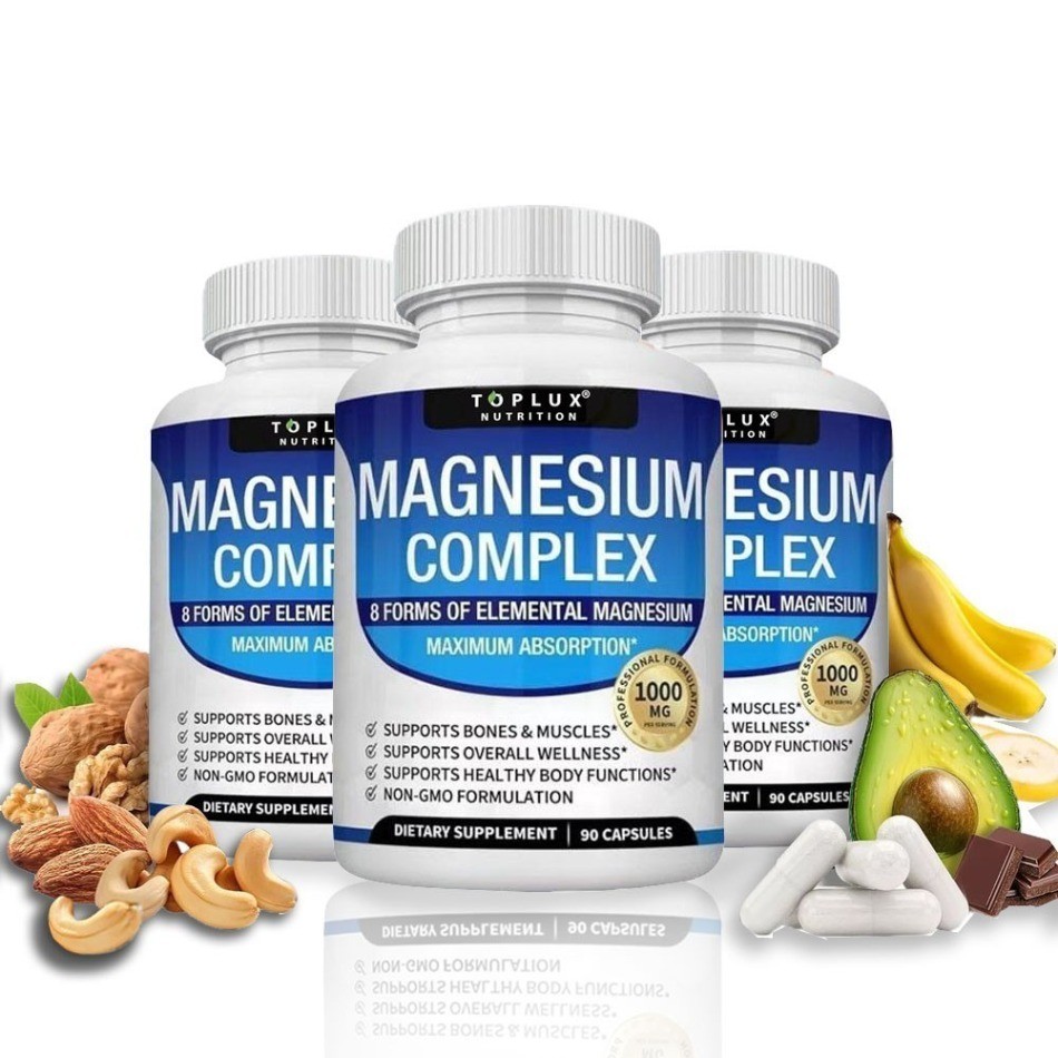 Toplux Nutrition Magnesium Complex 1000mg 8 Elemental Magnesium – 1/2/3 Bottles