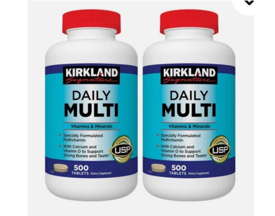 2 X Kirkland Daily Multi, 500 Tablets Multivitamin, With Calcium & Vitamin D-USP