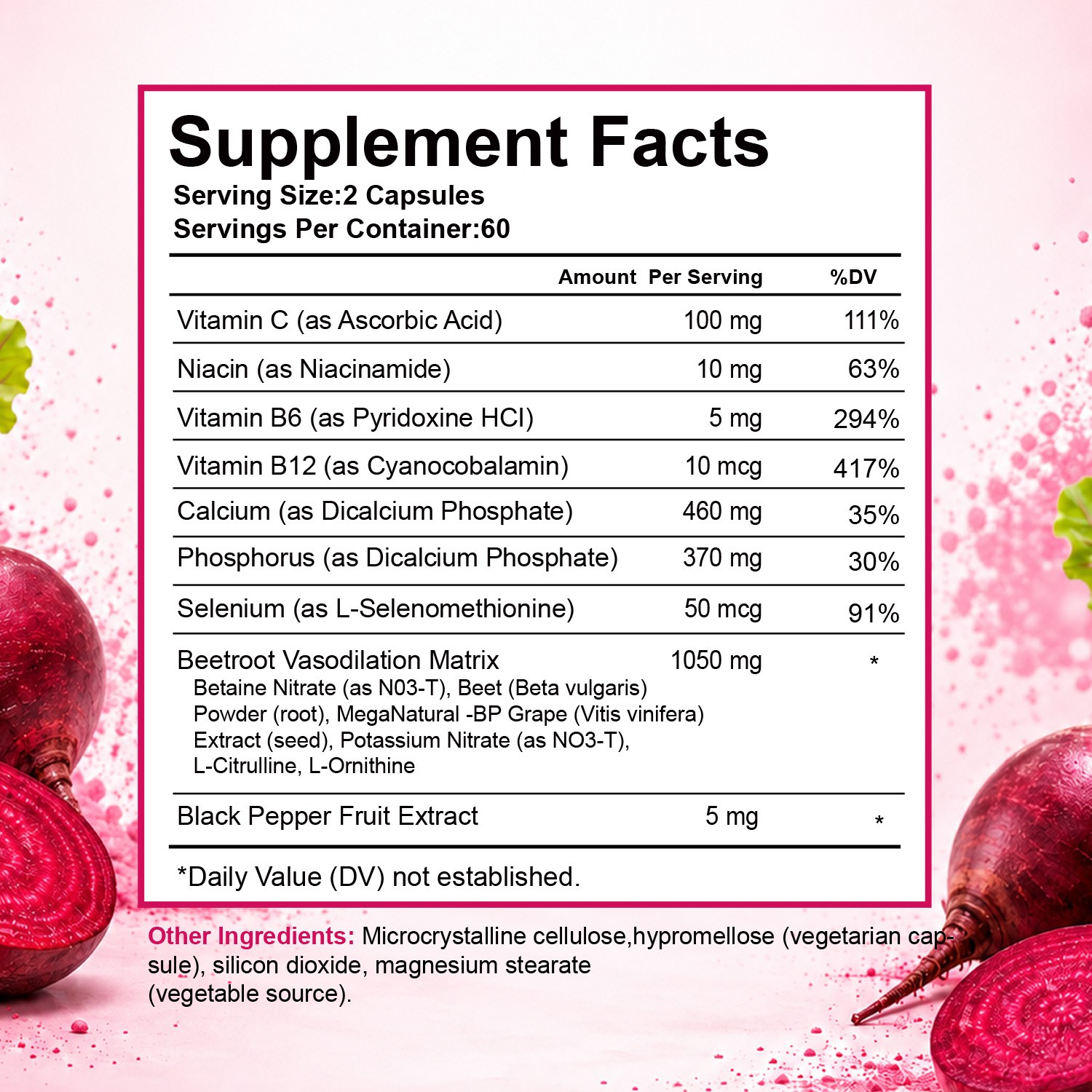Beet Root Capsules Nitric Oxide Support Heart BP Circulation Energy Supplement