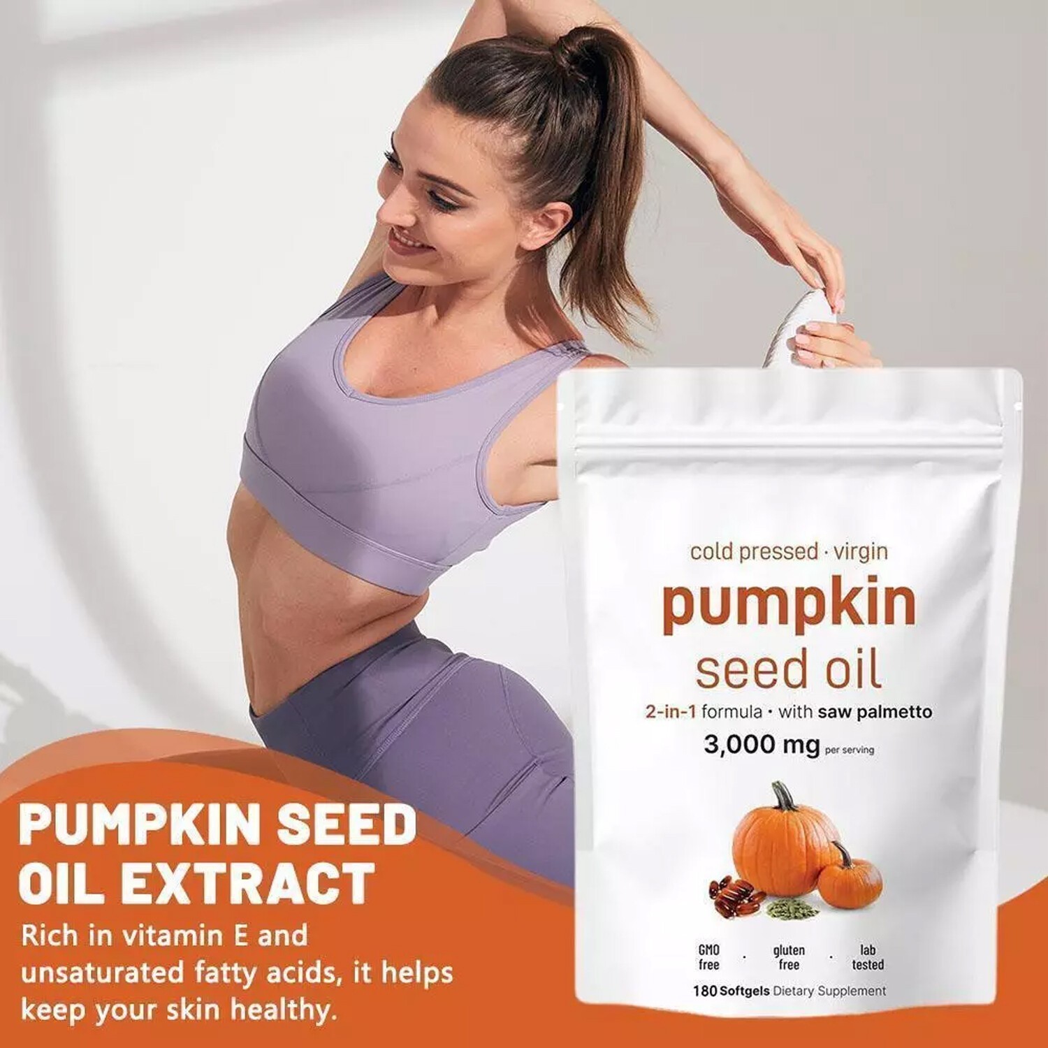 1Pack Pumpkin Seed Oil with Saw Palmetto 180Softgels | 3000 mg Herbal Supplement