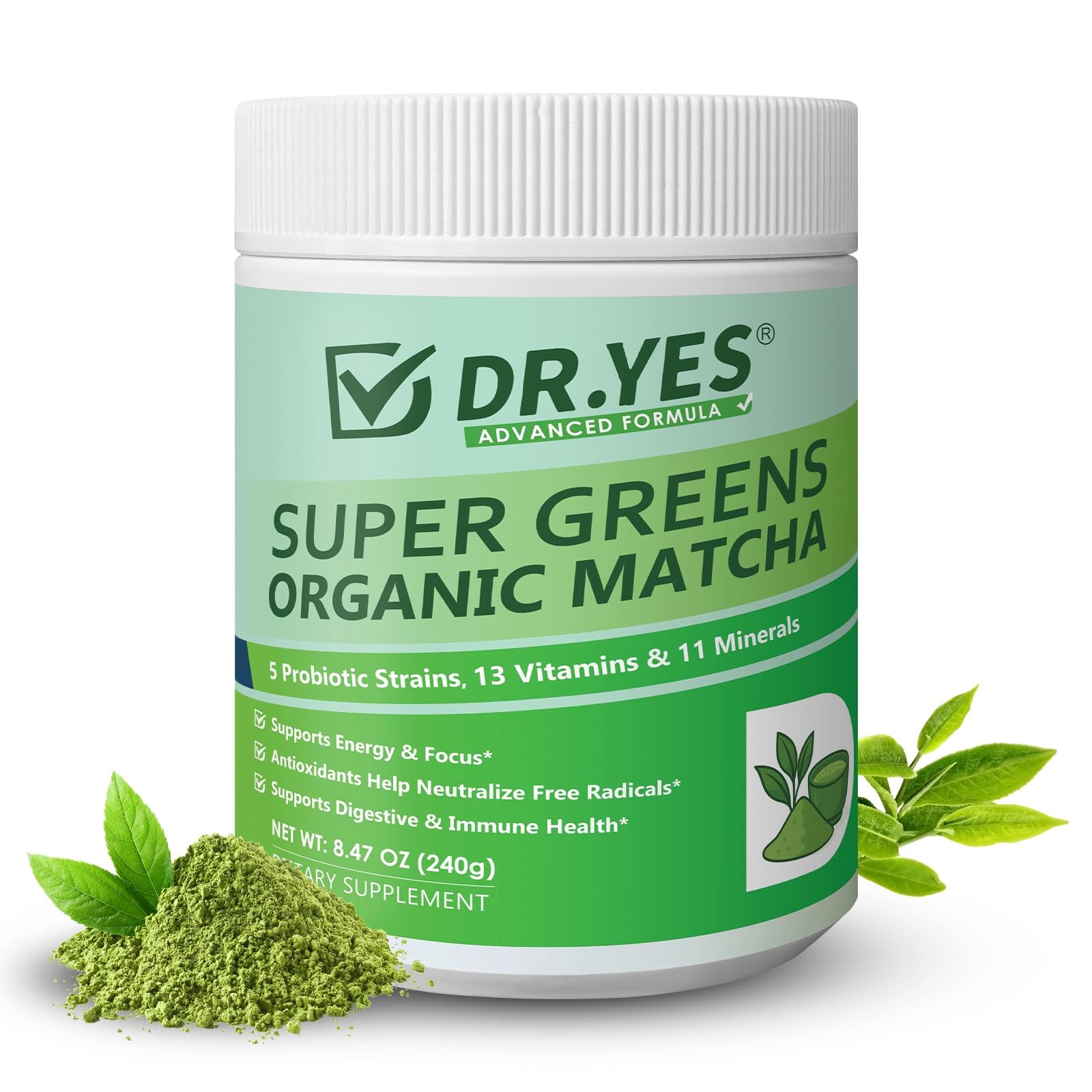 DR.YES Organic Grade Matcha Powder Premium First Harvest Tea, Energy Boost, …