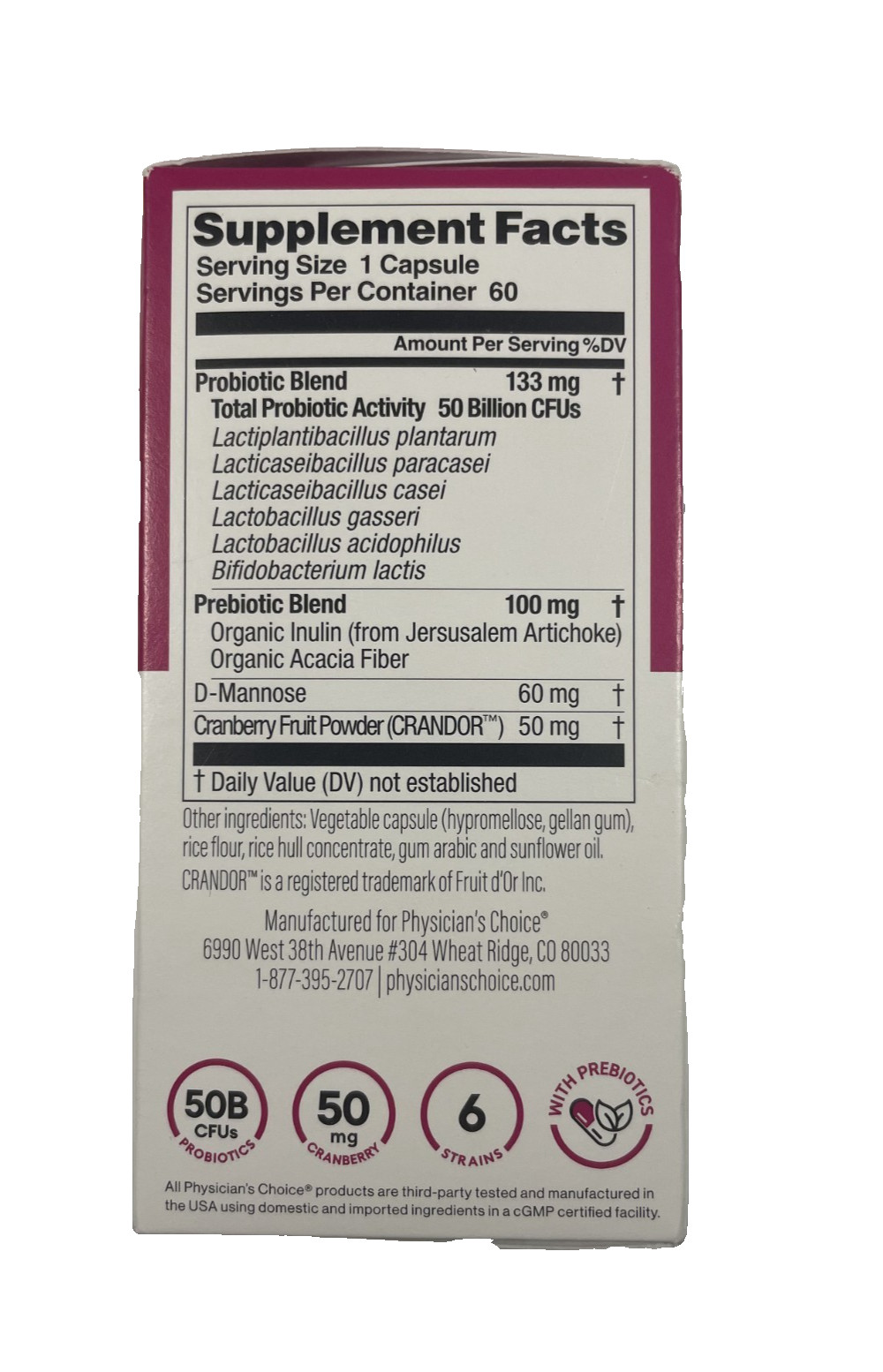 Physician’s Choice Women’s Probiotic – 50 billion CFUs – 60 caps – Exp 06/27