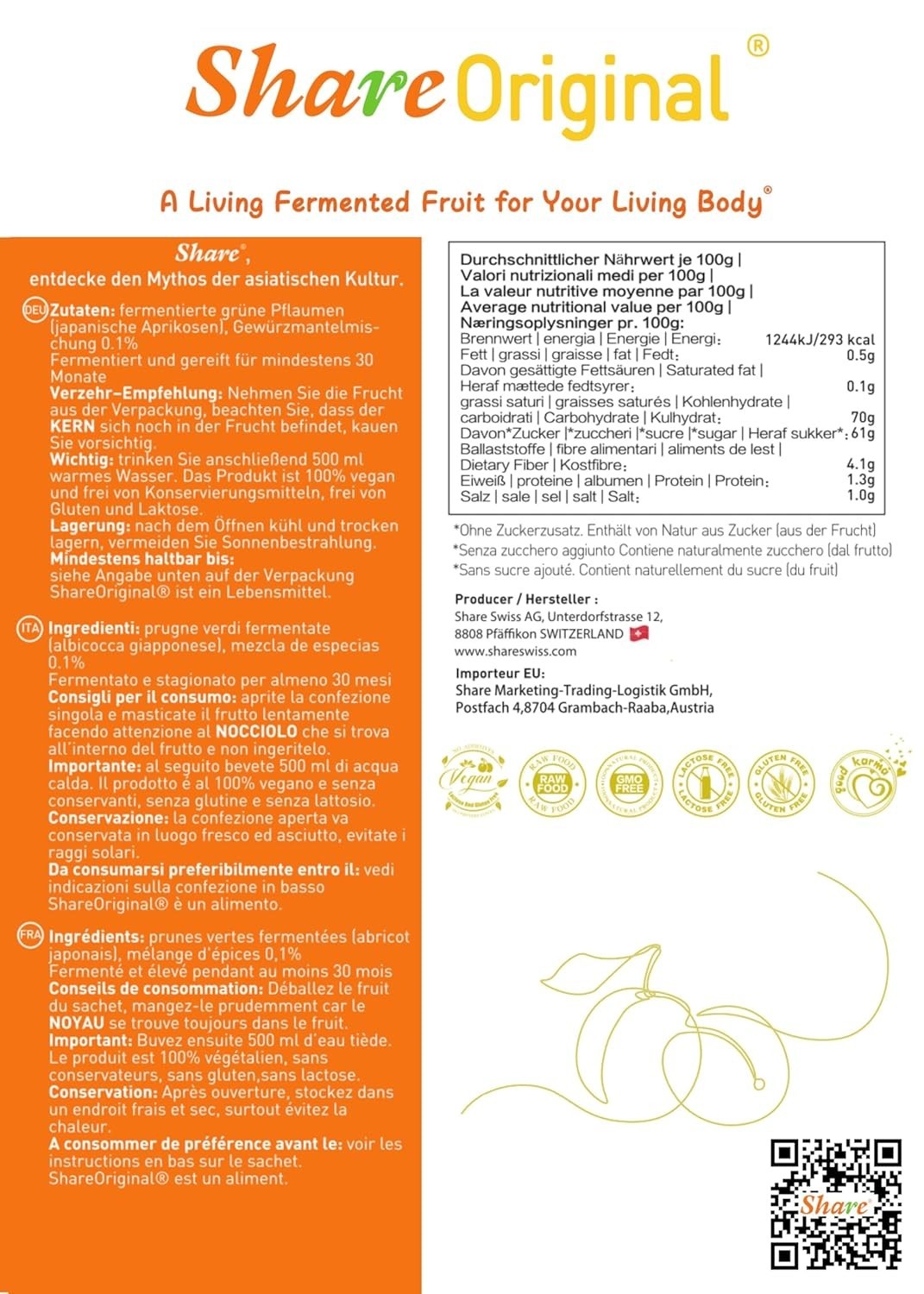 Share Original® Fermented Green Plum Japanese Apricot 11lb 30+month fermented…