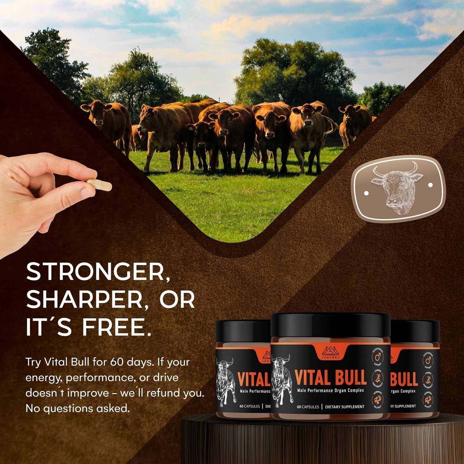 Lonvera Vital Bull Beef Organ Supplement for Men – Grass Fed Organs (BRANDED)