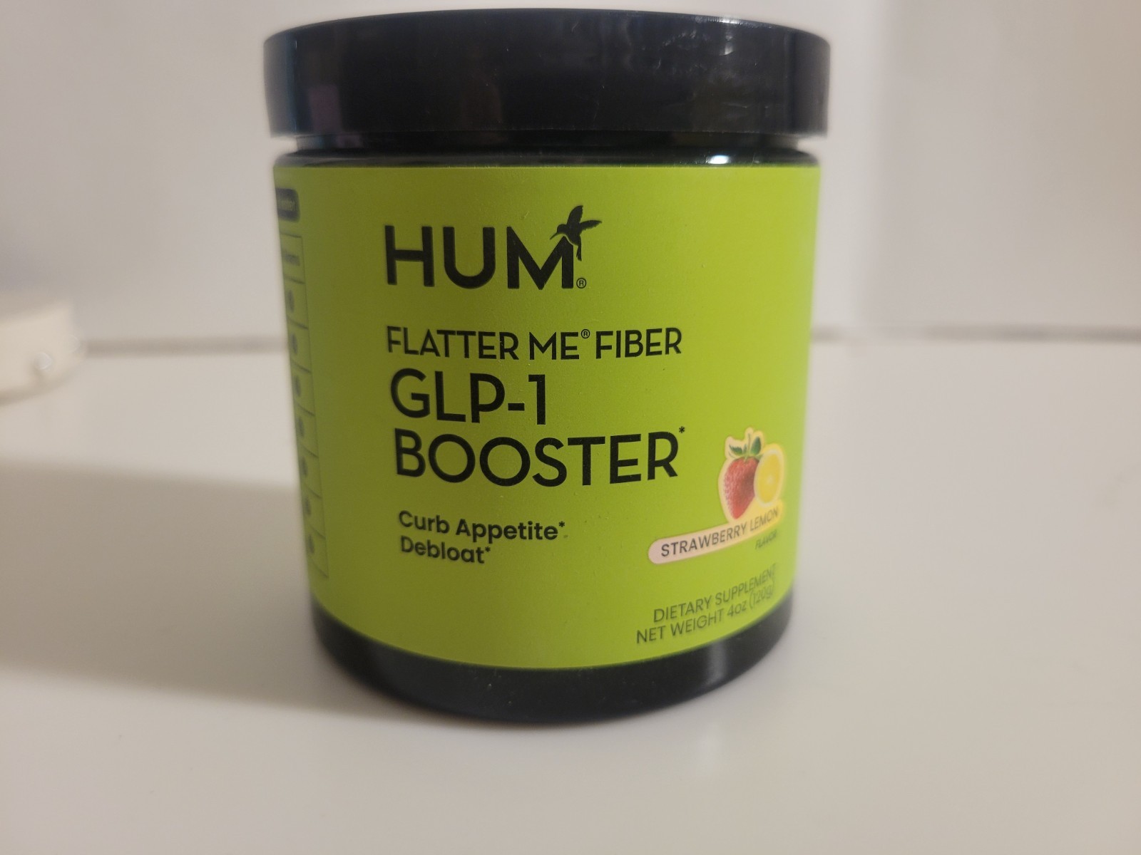 HUM Flatter Me Fiber, Dietary Supplement Prebiotics Strawberry Lemon 4oz.