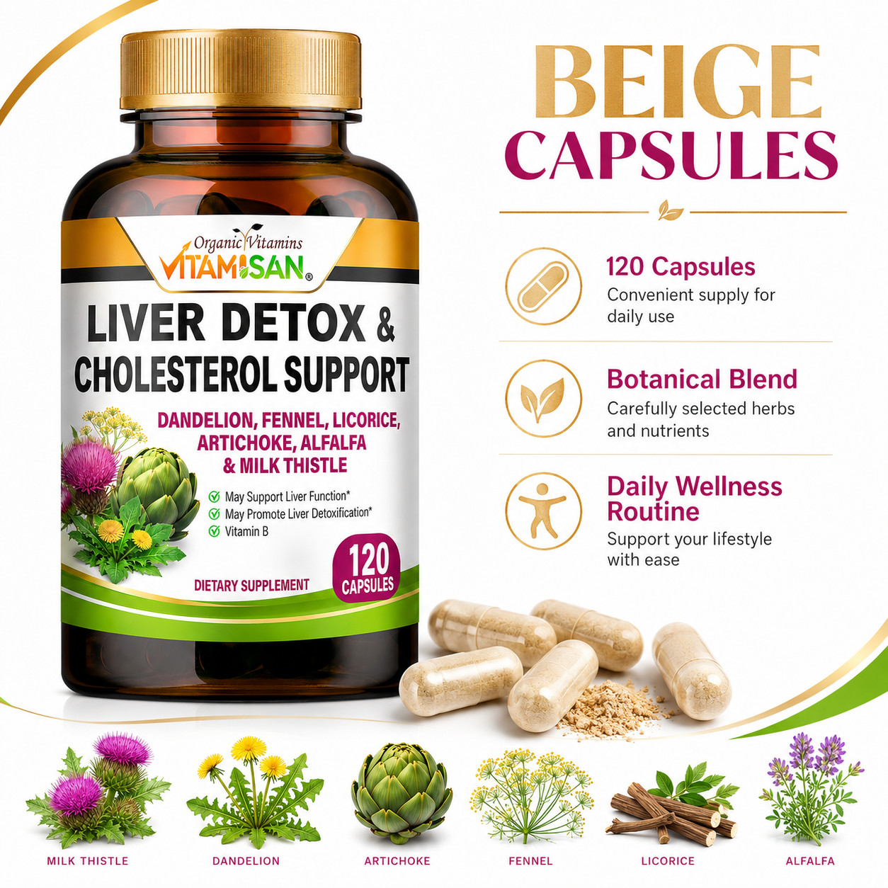 #1 Tablets liver clean health support fat naturals detox cleanse 120 cap