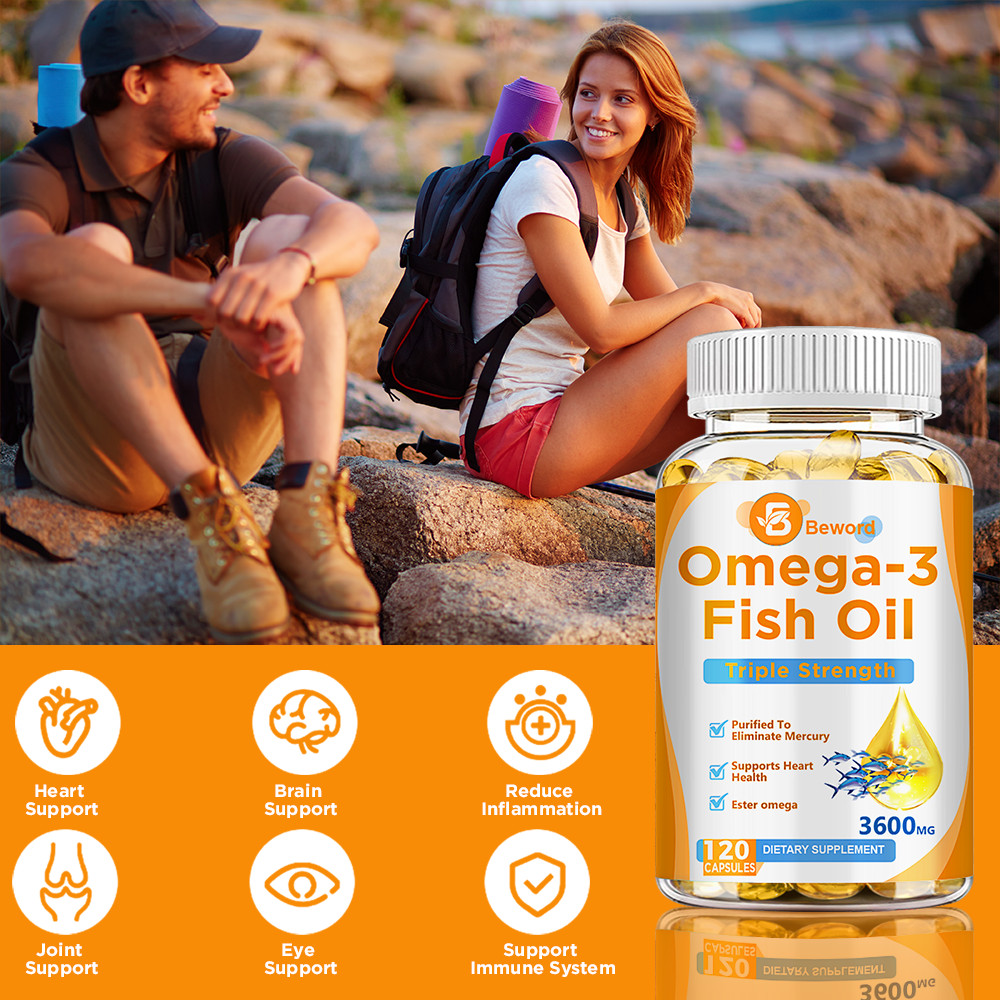 Omega 3 Fish Oil Capsules 3x Strength 3600mg EPA & DHA, Highest Potency