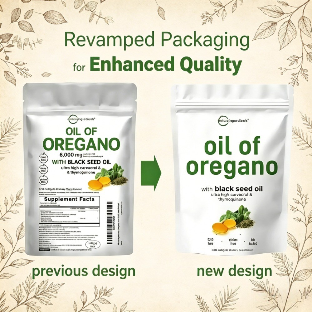 2 in 1 Oil of Oregano & Black Seed Softgels Count,Immune Support,with Carvacrol