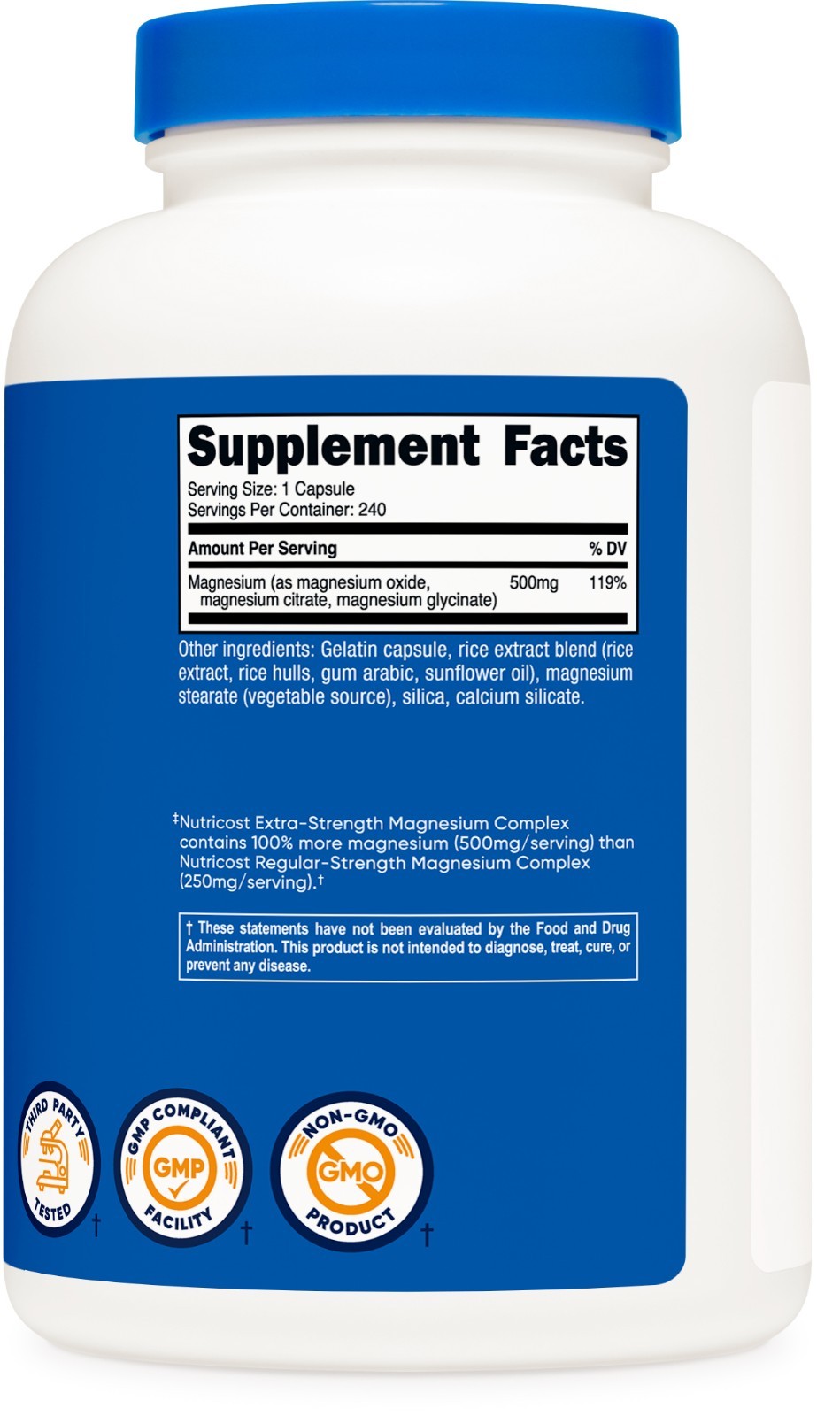 Nutricost Magnesium Complex 500mg, 240 Capsules – Gluten Free and Non-GMO
