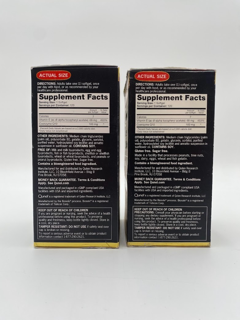Qunol Ultra CoQ10 100mg dietary supplement 120 softgels Lot of 2 Exp 9/27