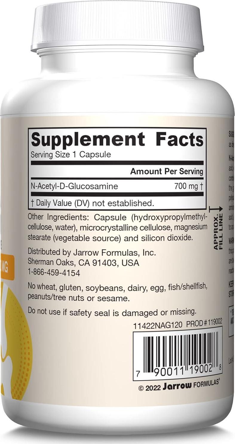 Jarrow Formulas N-A-G 700 mg, N-Acetyl Glucosamine, Acetylated Form of for Bone