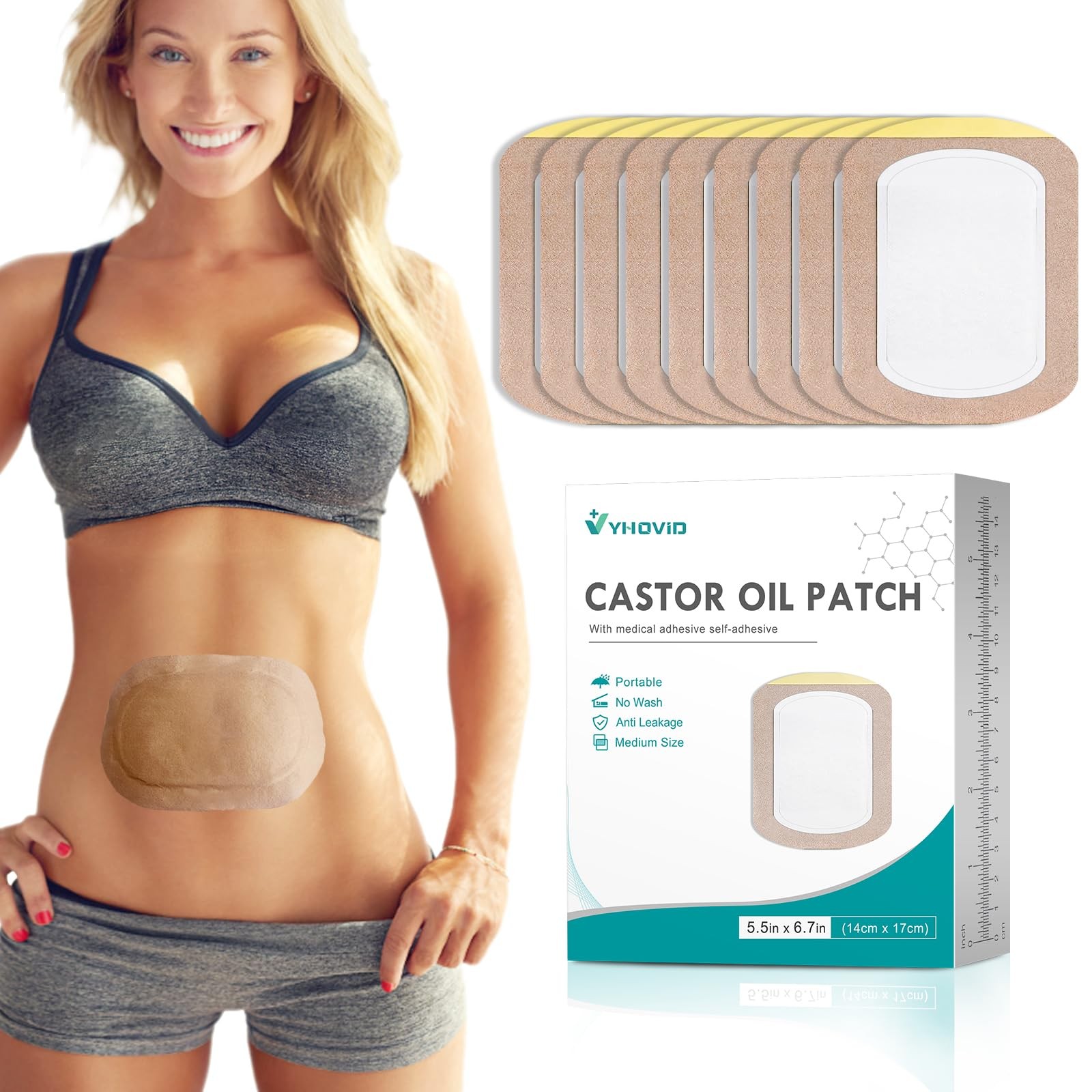 20Pcs Castor Oil Pack Wrap, Organic Cotton Castor Oil Pack, Disposable Castor Oi