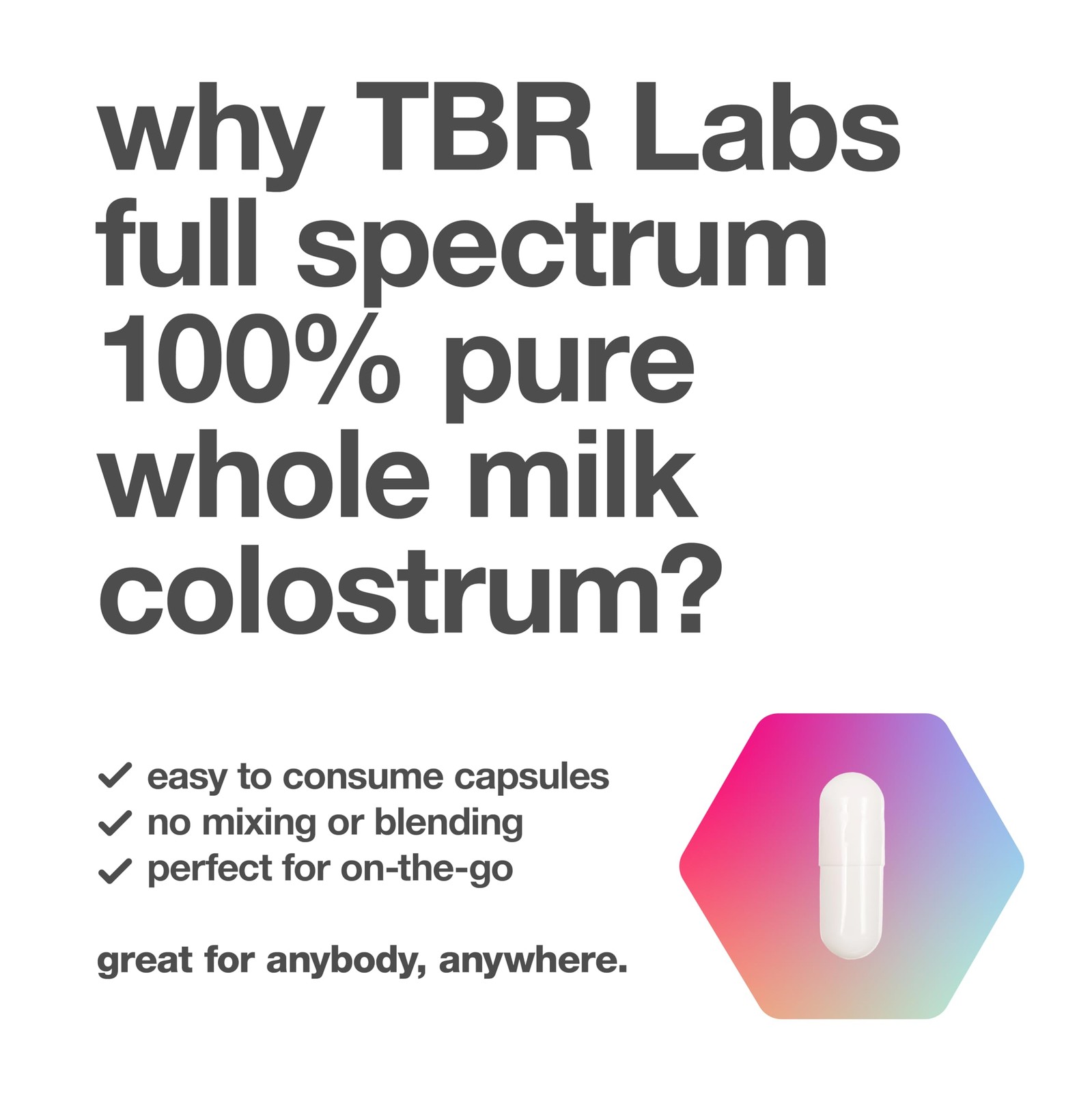 TBR Labs Pure Bovine Colostrum 180 Capsules – 180 Count (Pack of 1)