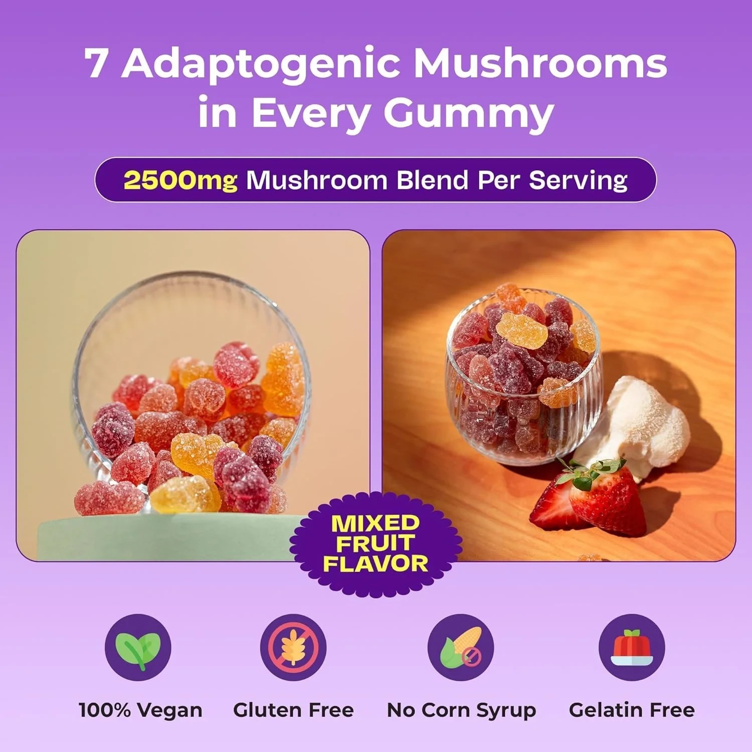 Drops of Nature Mushroom Gummies Lion’s Mane Ashwagandha 80ct Vegan EXP 02/27