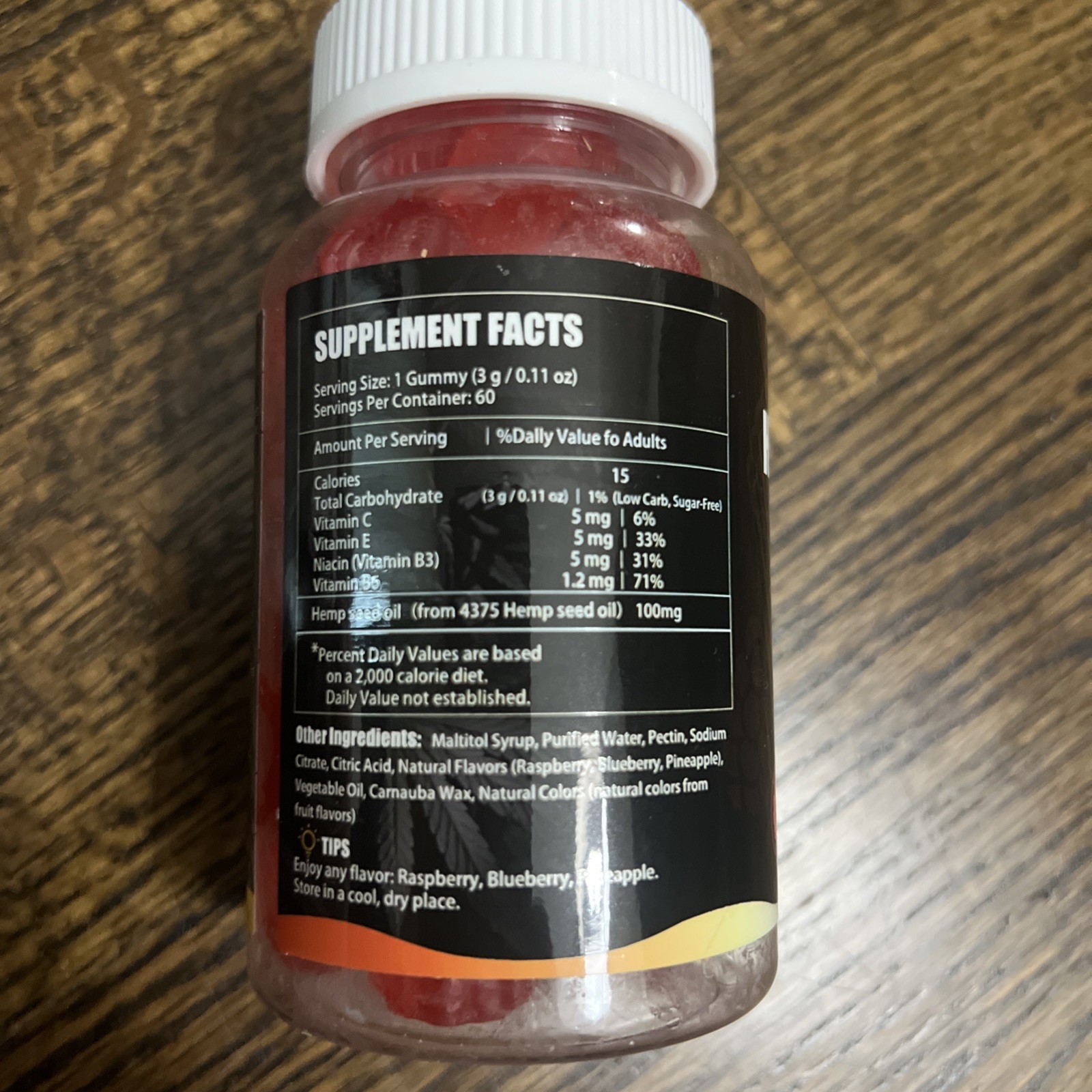 Gummies Raspberry Flavor -60 Count Plant Based Natural Expires 09/27