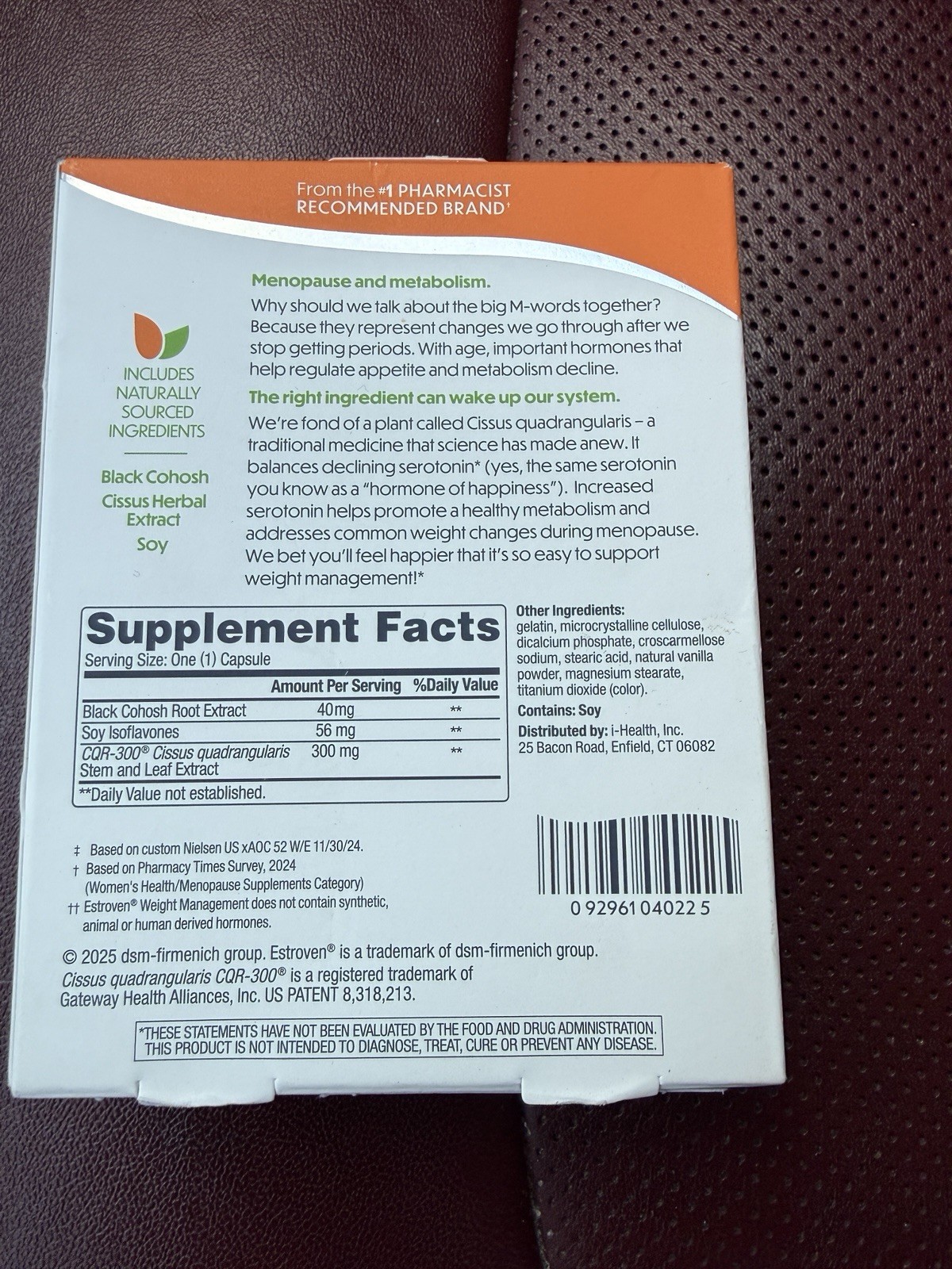 Estroven Menopause Relief Weight Management Capsule 30 Count Bb 07/2027 Sealed
