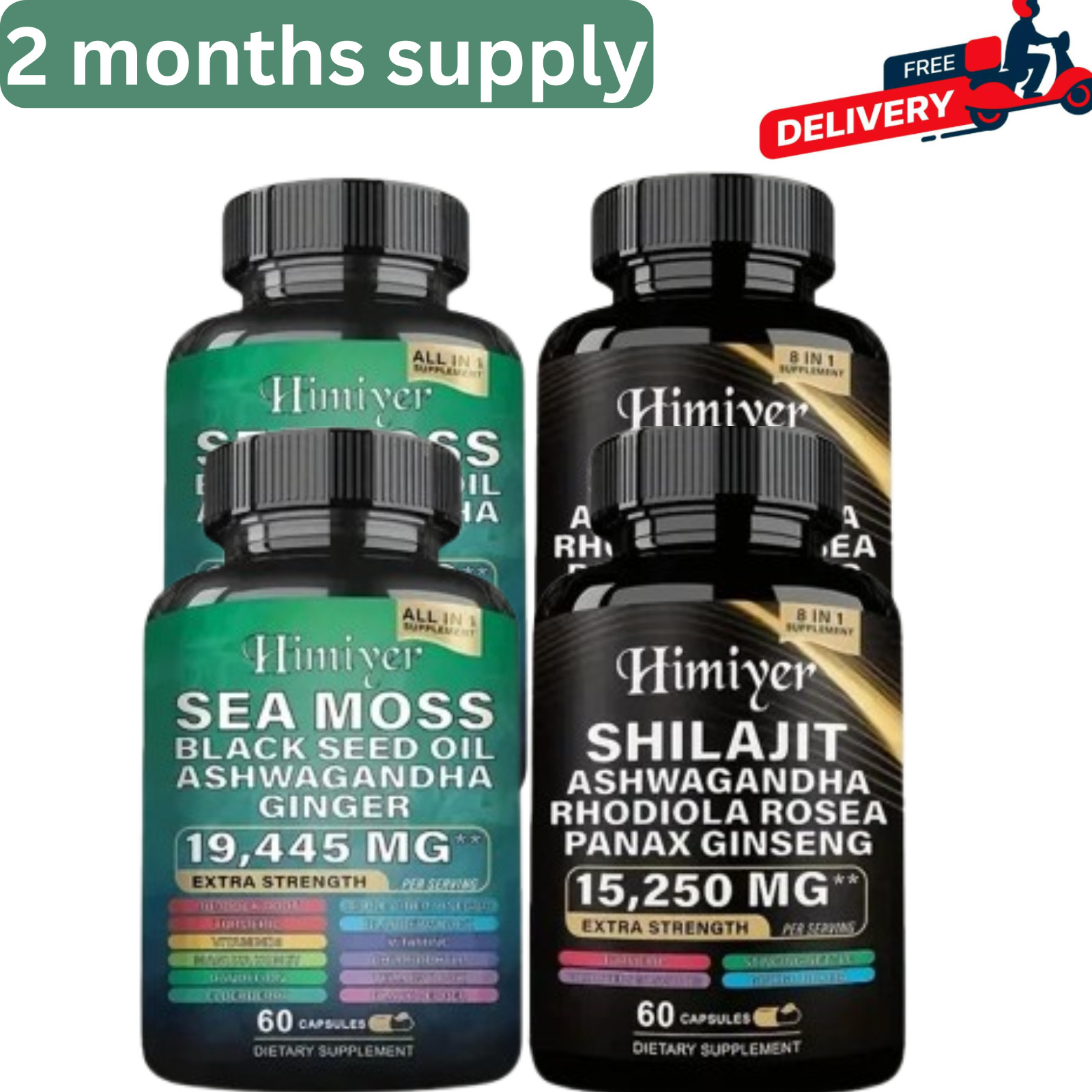 Dynamic Vitality Bundle – Sea Moss Multivitamin & Shilajit Power Combo 240 Ct