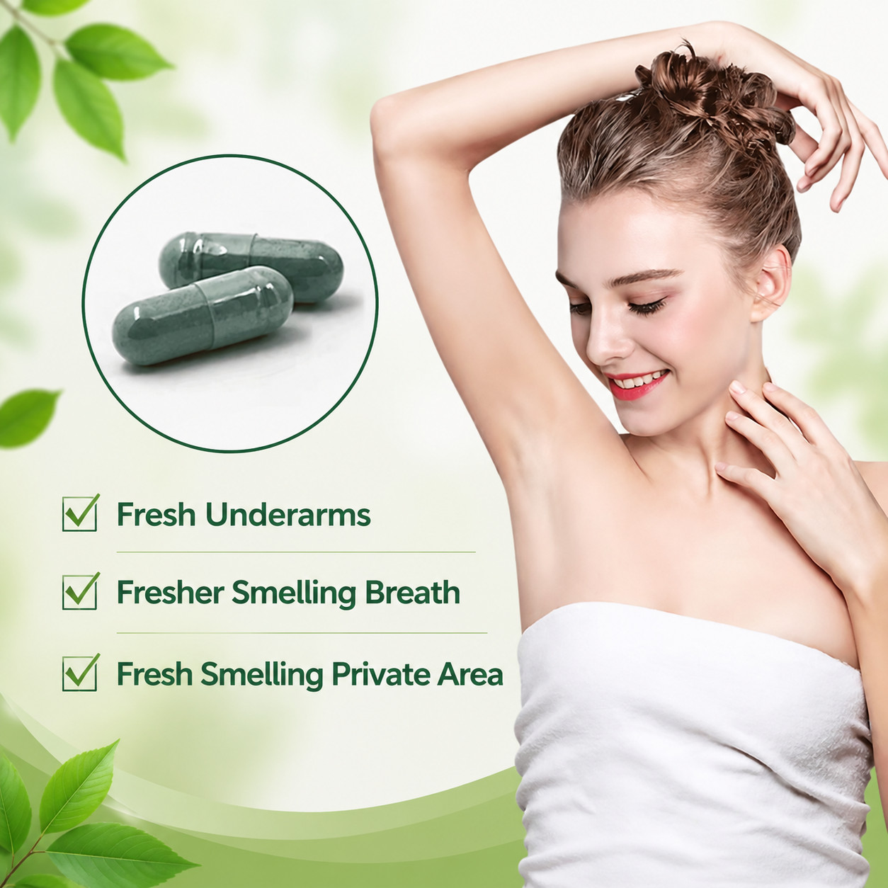 Deos Chlorophyll Internal Deodorant Capsules Full Body Fresh Detox Support 30ct