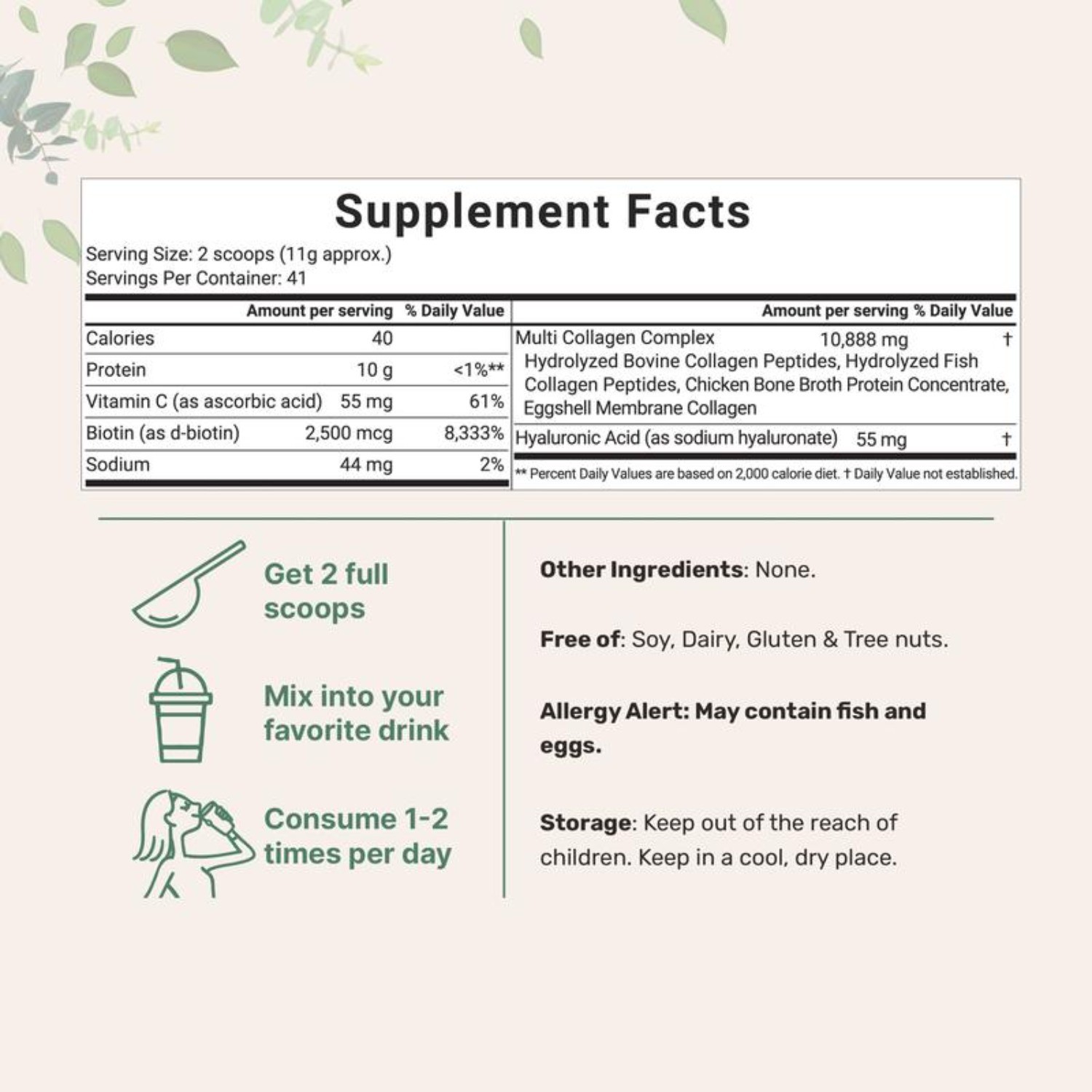 2-Pack Micro Ingredients Multi Collagen Peptides Types I II III V X Biotin 2lb P
