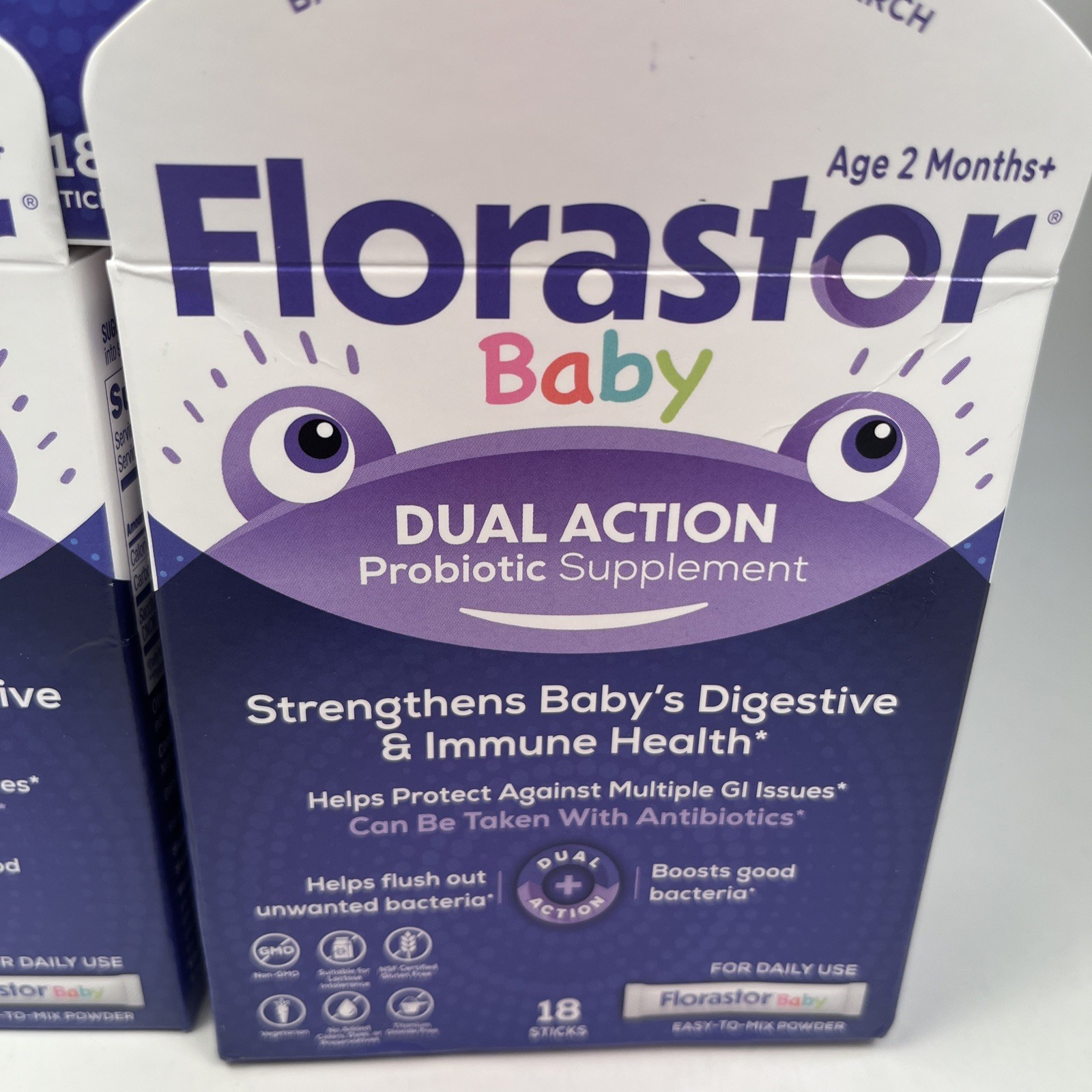Florastor Baby Dual Action Probiotic Supplement Digestive Immune Health 3 Boxes