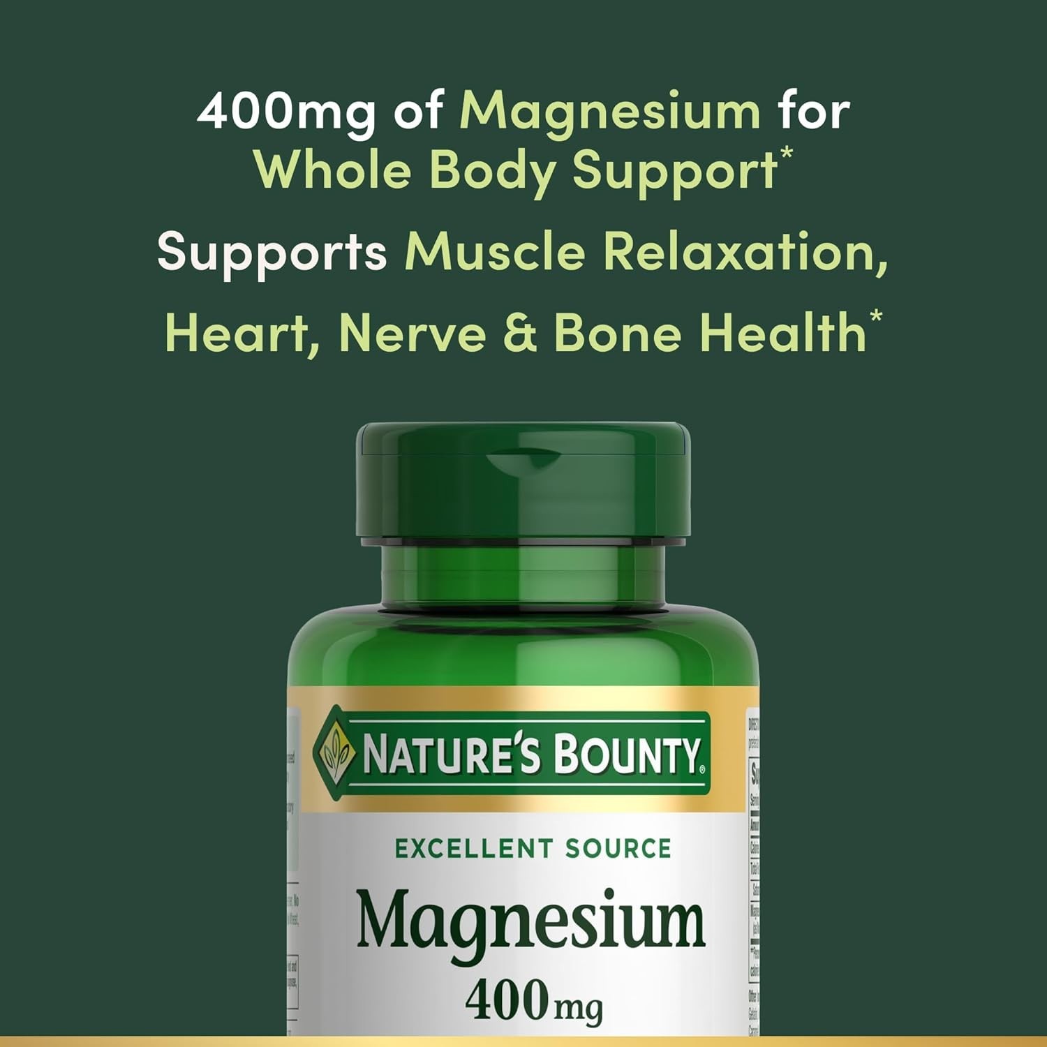 Nature’s Bounty Magnesium 400mg 75 Softgels – Daily Bone, Muscle & Heart Health