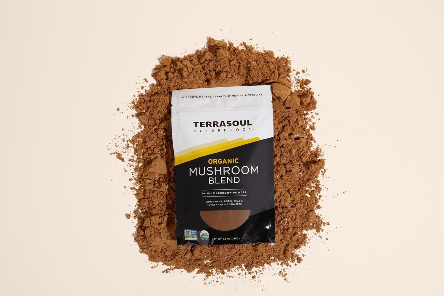 Natural Immune Support with Organic Five Mushroom Blend Powder – 6 oz Bag