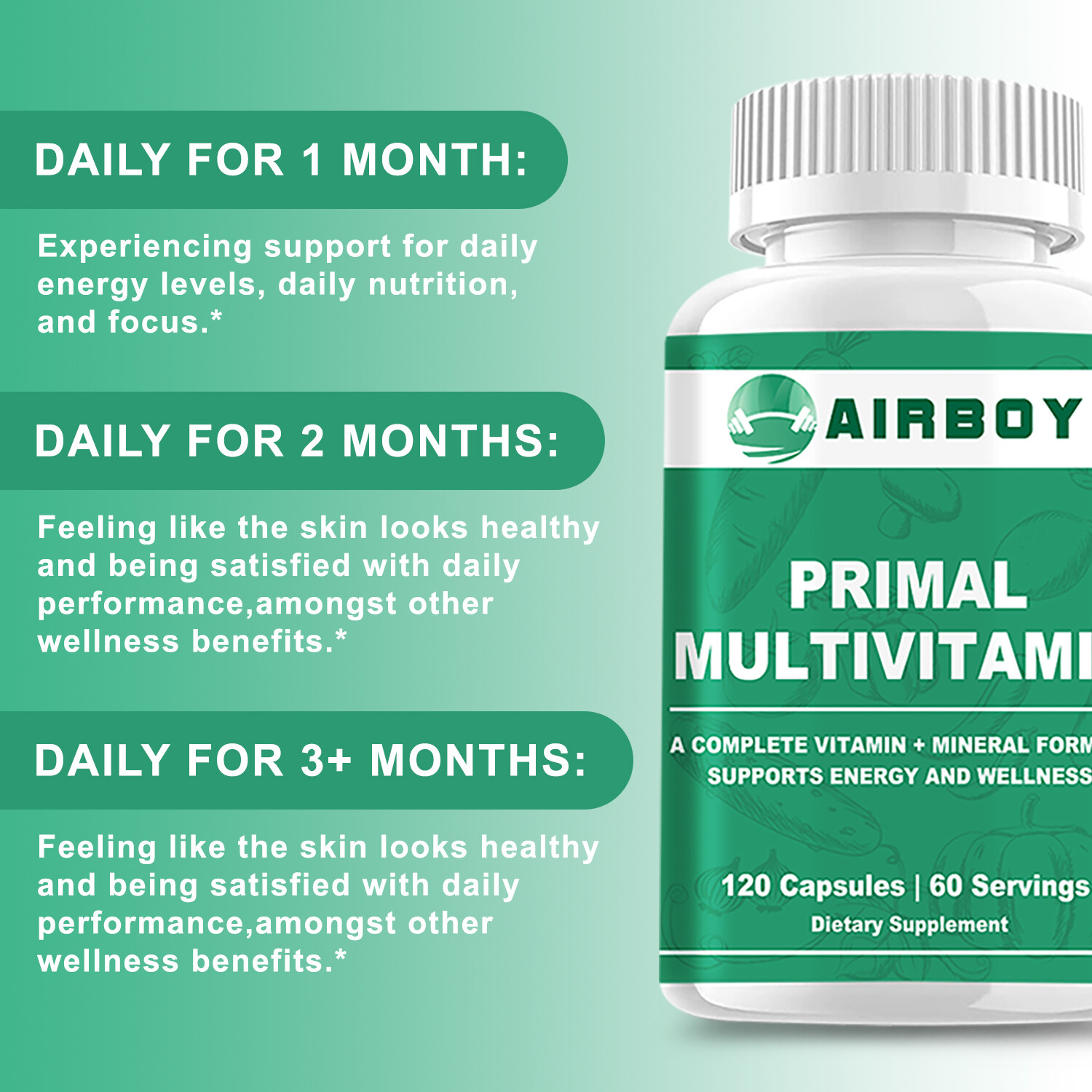 120pcs Primal Multivitamin-Multiminerals-Highest Potency,Support Energy & Health