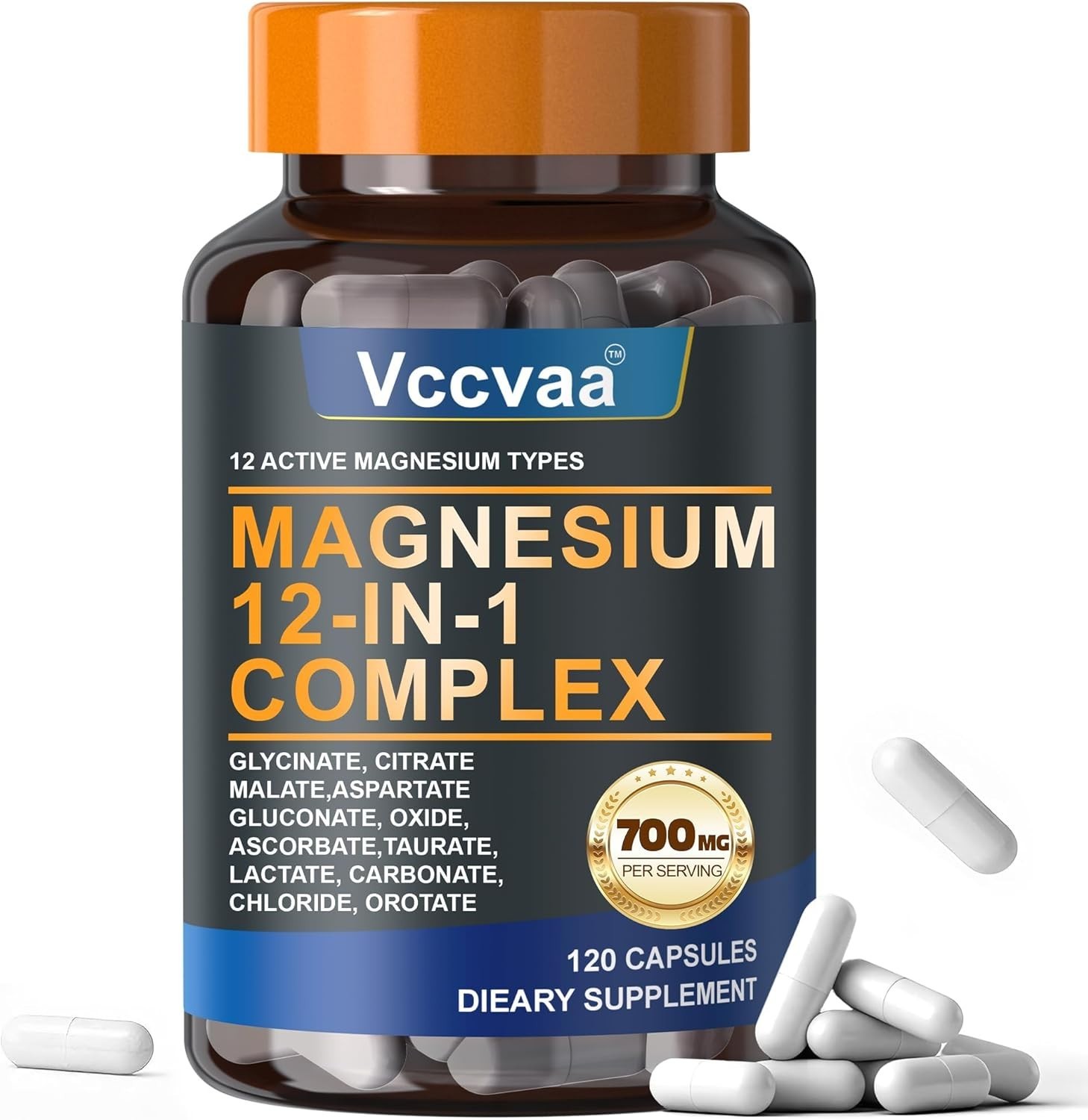Magnesium Complex 700mg | 12-in-1 High Absorption Supplement | Glycinate, Citrat