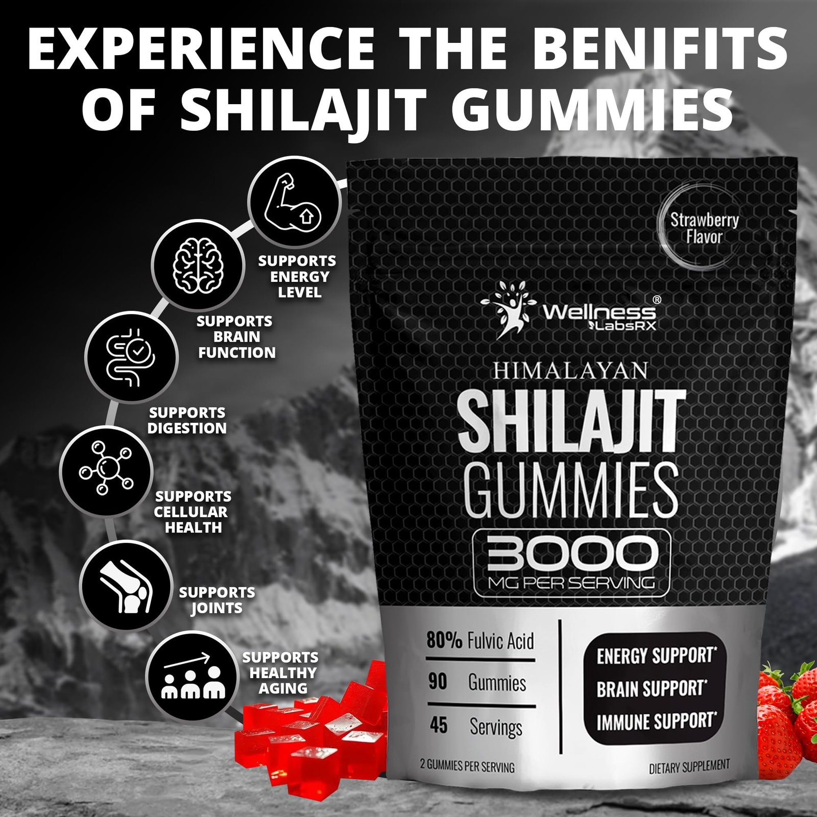 Shilajit Gummies for Men – 3000mg Pure Himalayan Shilajit for Women Keto-Frie…