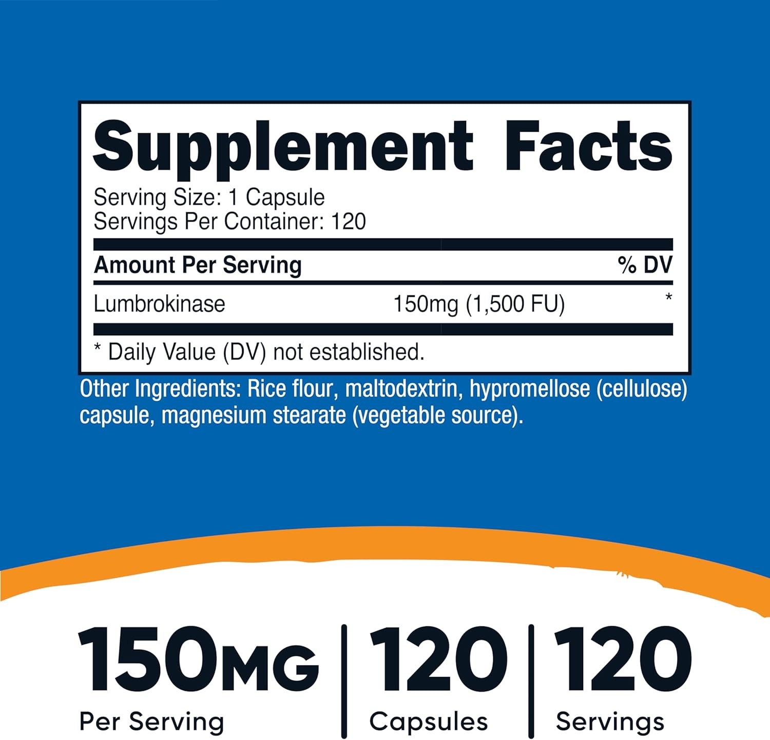 Nutricost Lumbrokinase 150mg 120 Capsules Gluten Free GMO Free Tested