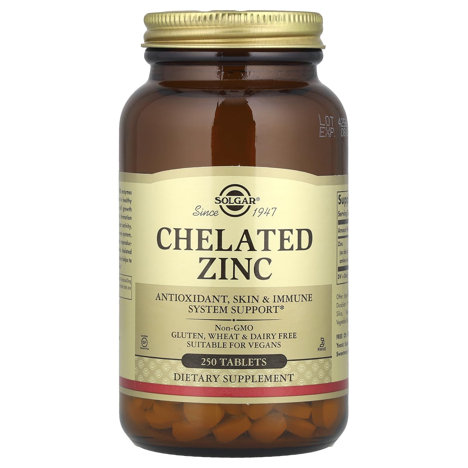Solgar Chelated Zinc, 250 Tablets – 250 Count (Pack of 1), Standard Packaging