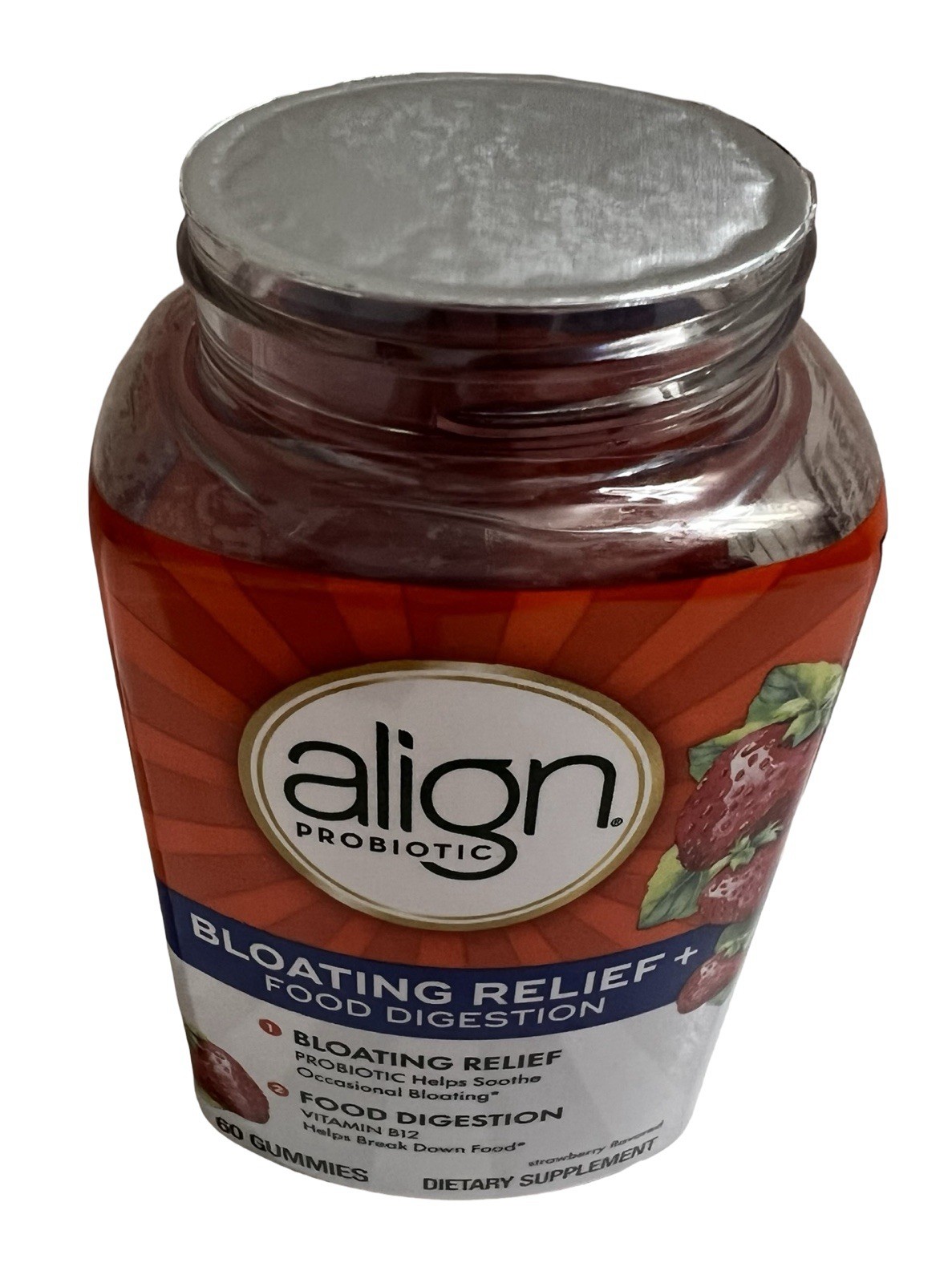 Align Probiotic Bloating Relief + Food Digestion 60 Gummies EXP 10/2026