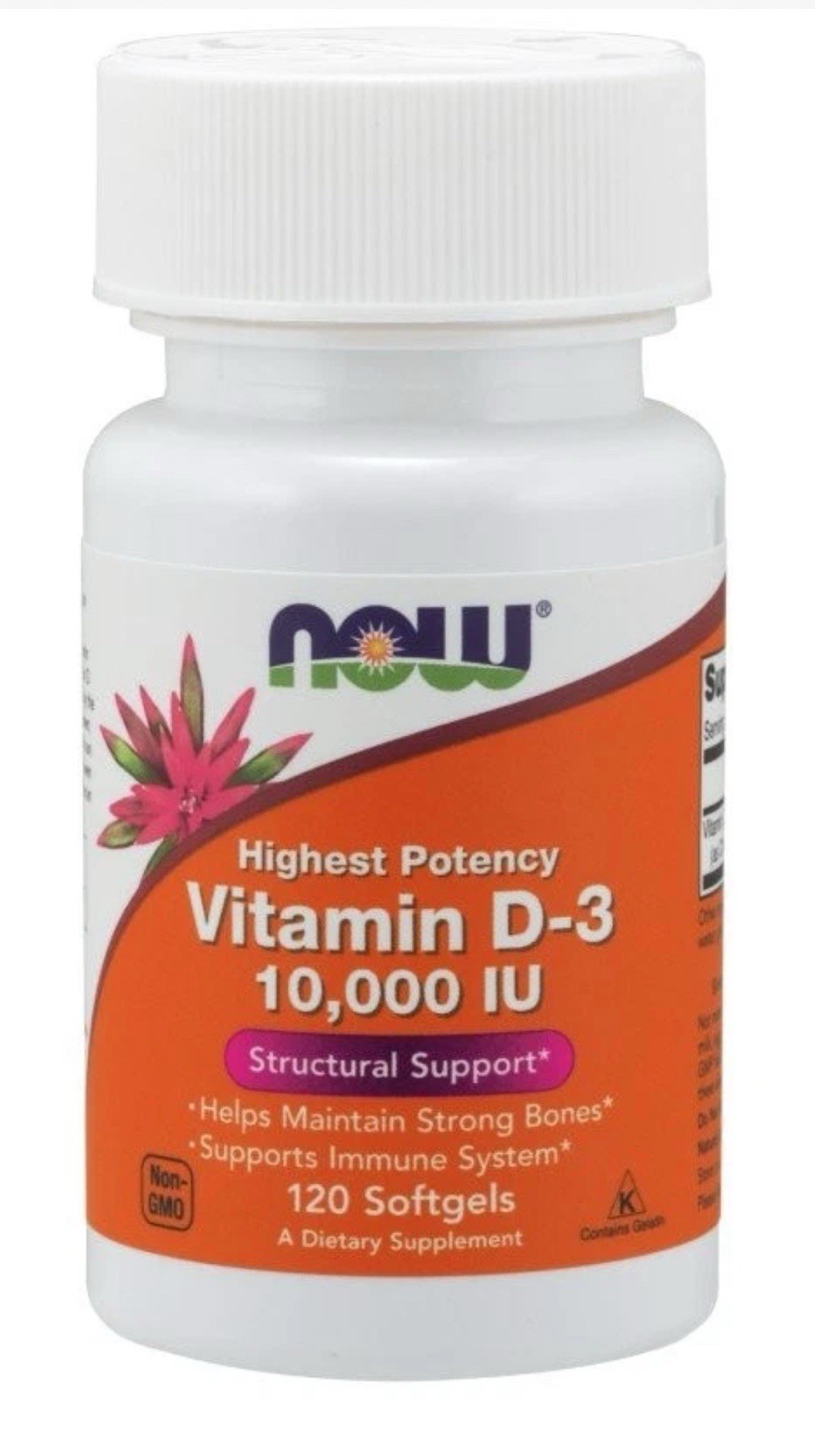 Now Foods Vitamin D3 D-3 10,000 IU 120 Softgel NEW EXP 06/2028