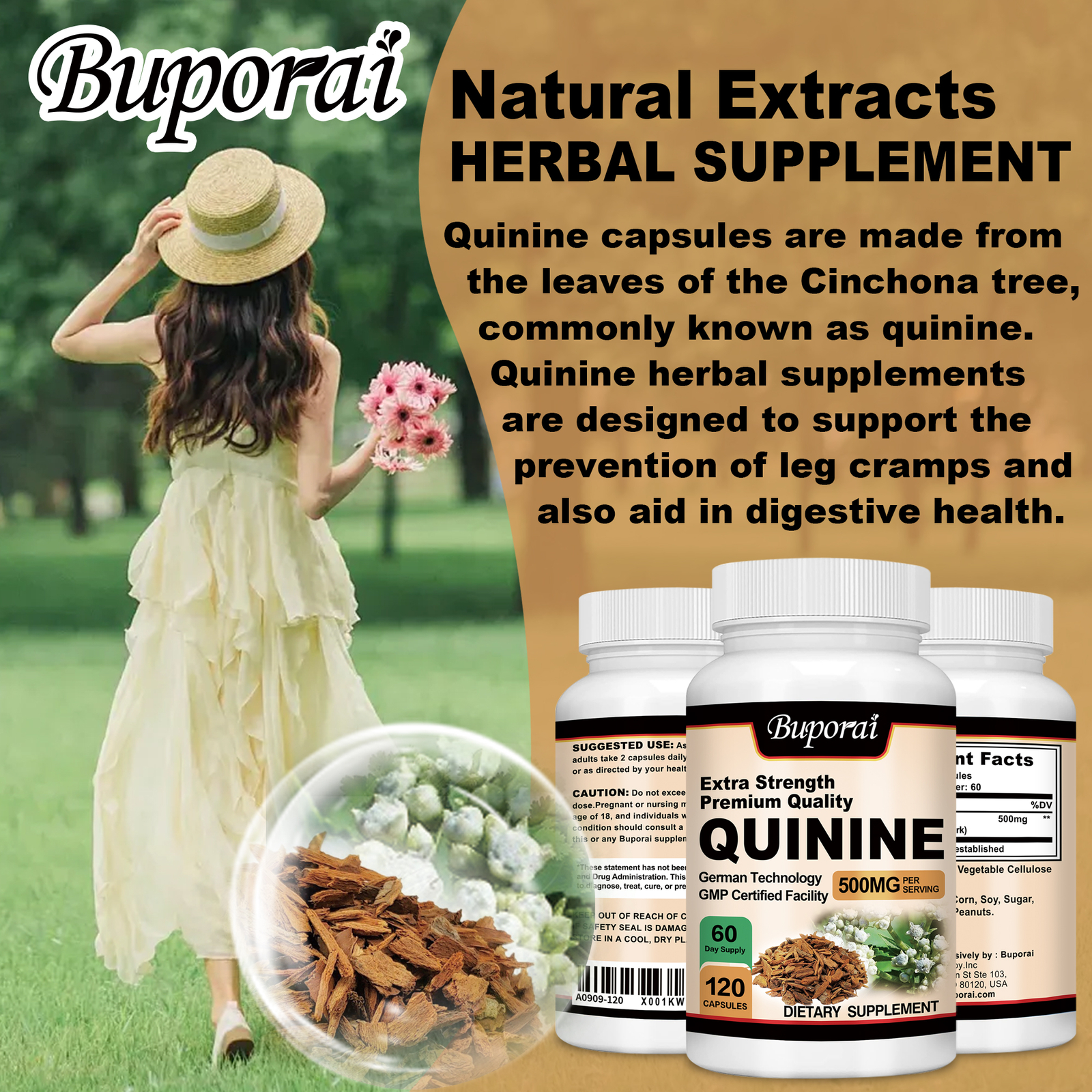 Quinine Capsules 500mg – Relieve Leg Cramps, Digestive Support, Joint Health
