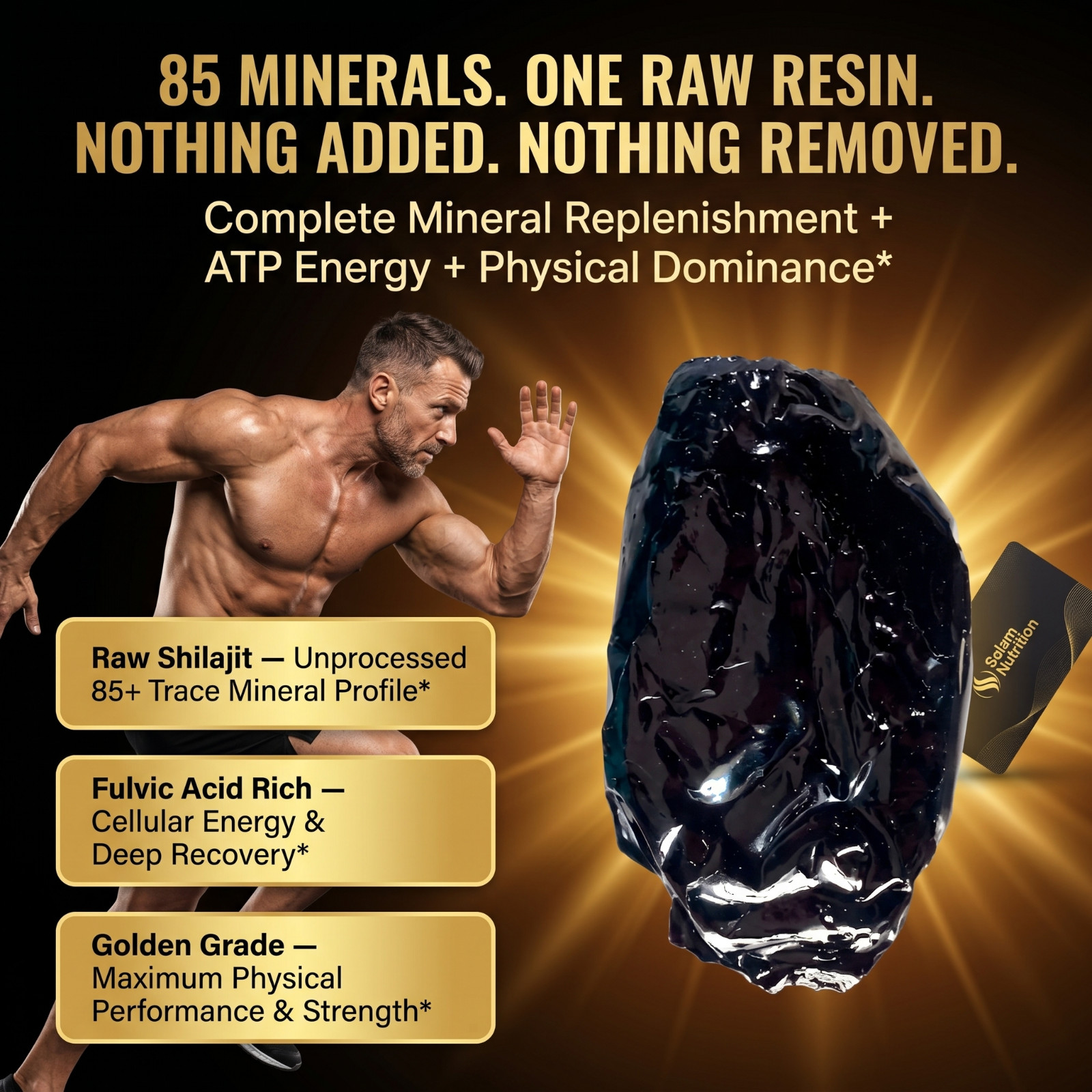 SHILAJIT GOLDEN RESIN – Physical Strength Hormonal Support Peak Energy – 1lb
