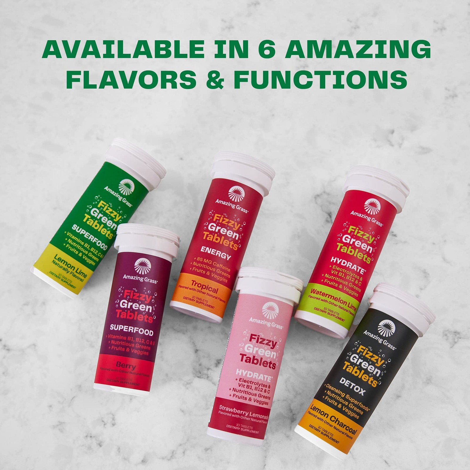 Amazing Grass Effervescent Tablets: Green Superfood Water Flavoring Tablet wi…