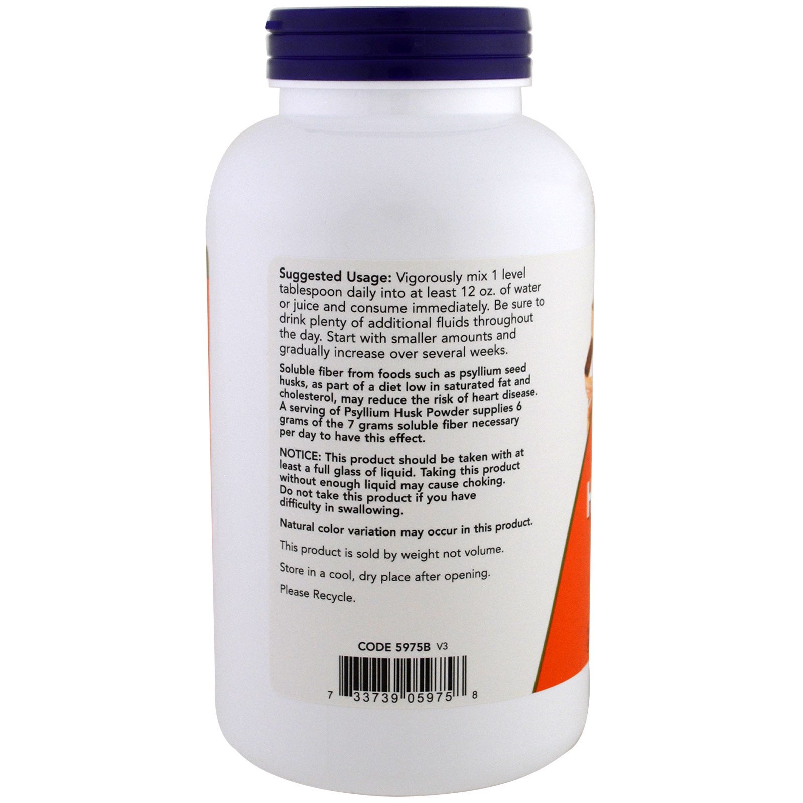 Now Foods Psyllium Husk Powder 12 oz 340 g GMP Quality Assured, Kosher, Vegan,
